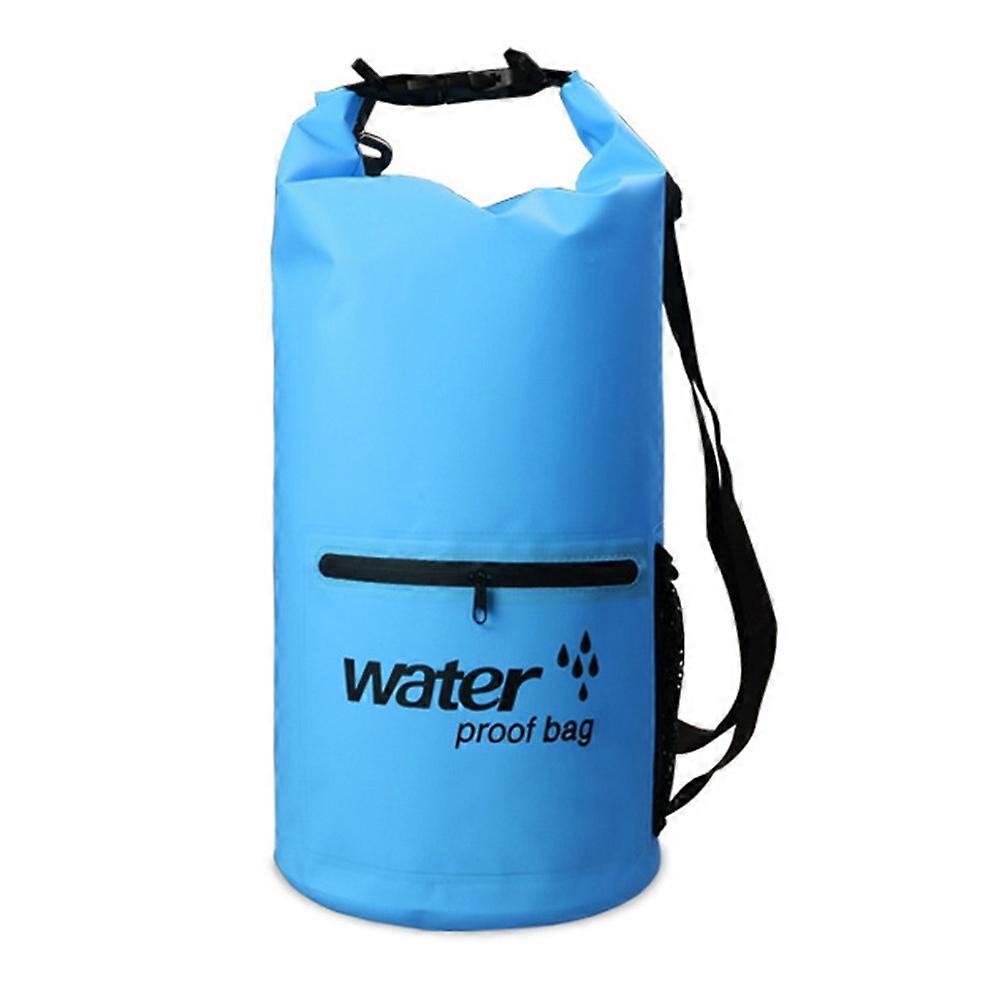 10L Ryggsäck Vattentät Torr Väska Simning Stranddrift PVC Mesh Tyg Bucket Bag - Himmelsblå