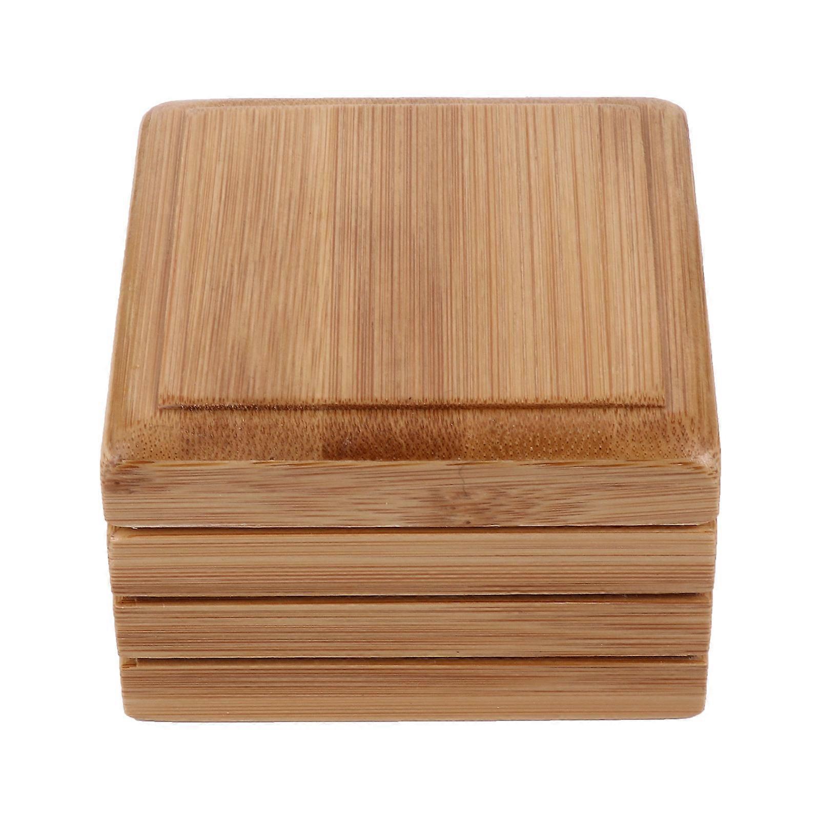 Bamboo Soap Dish with Lid for Home Use Light Brown Composite Material Bar Soap Tray 6.3 x 4.1 x 2.4 inches