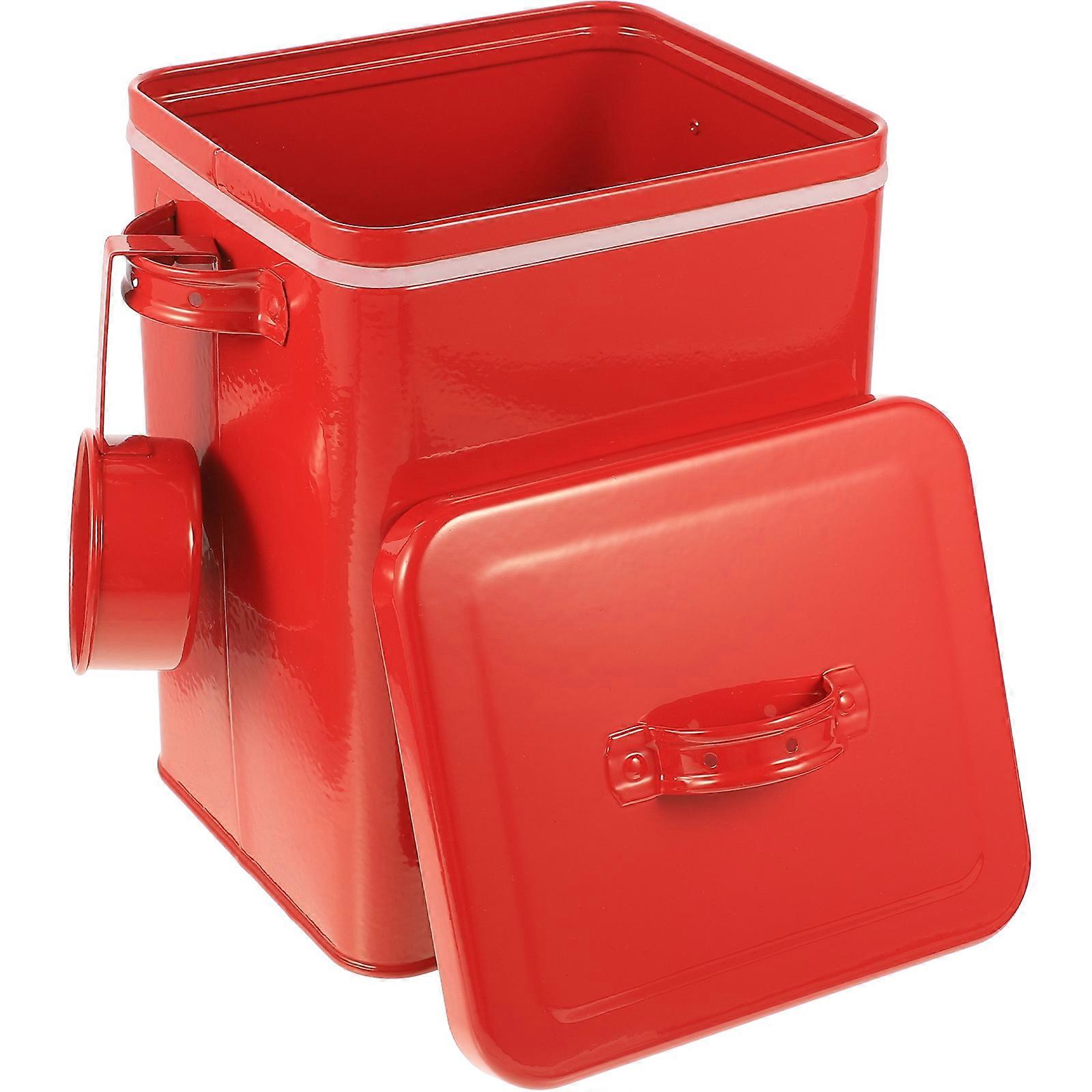 Red Iron Food Canister for Kitchen Storage Use Safe Rustresistant with Large Capacity 7.5x5 Inches