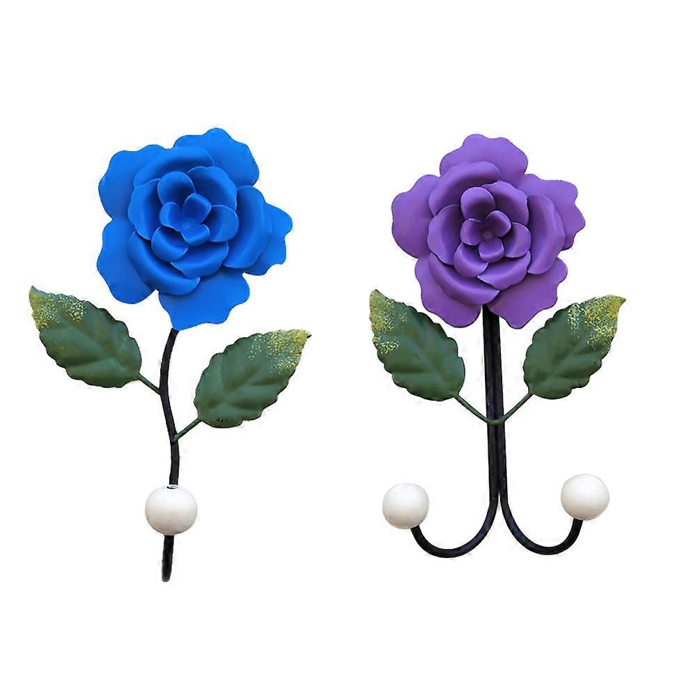 2pcs Decorative Hooks Rose Hook Bathroom Hooks Office Wall Storage Hooks Cute Wall Hooks Home Hooks Iron Key Hanging Hooks Clothes Hanging Hook Rose