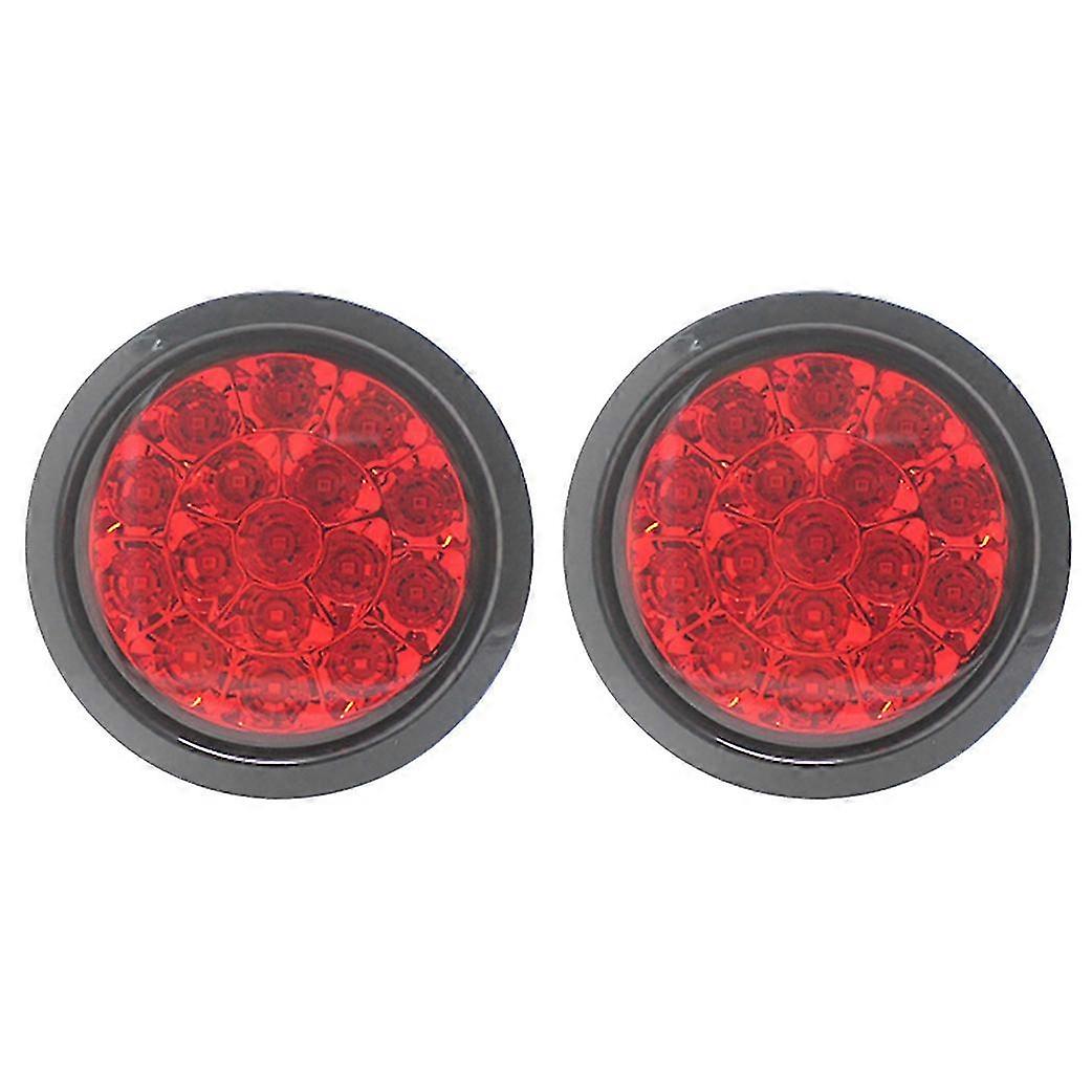 2Pcs 12V-24V Round Red 16LED Taillights, a Stop, Brake, Running, and Reverse Lamp for a Truck's Rear Fog Light