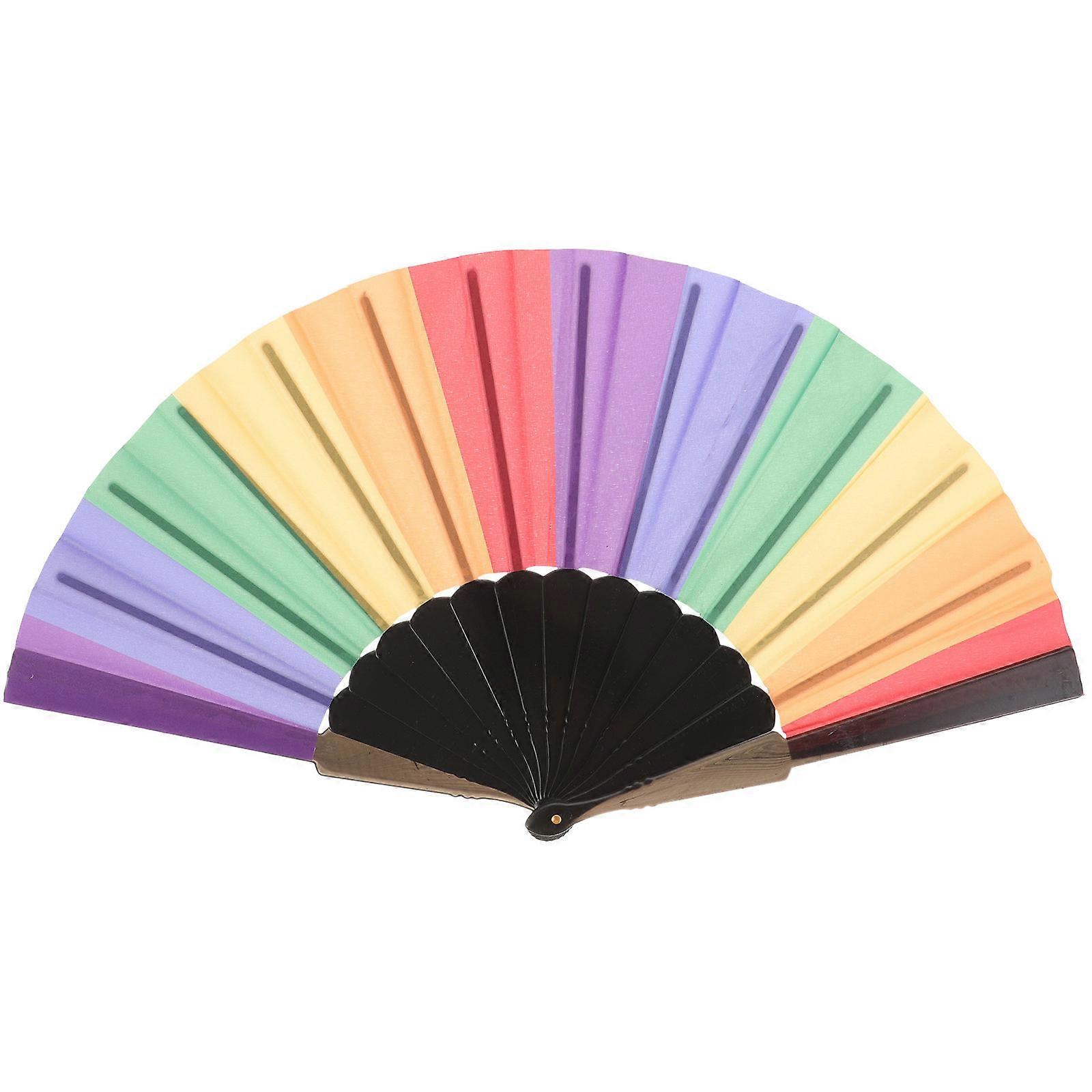 Hand Held Fans Folding Fan Rainbow Style Party Decoration Multi-Colored 41X23X2.5CM Cooling 1Pcs