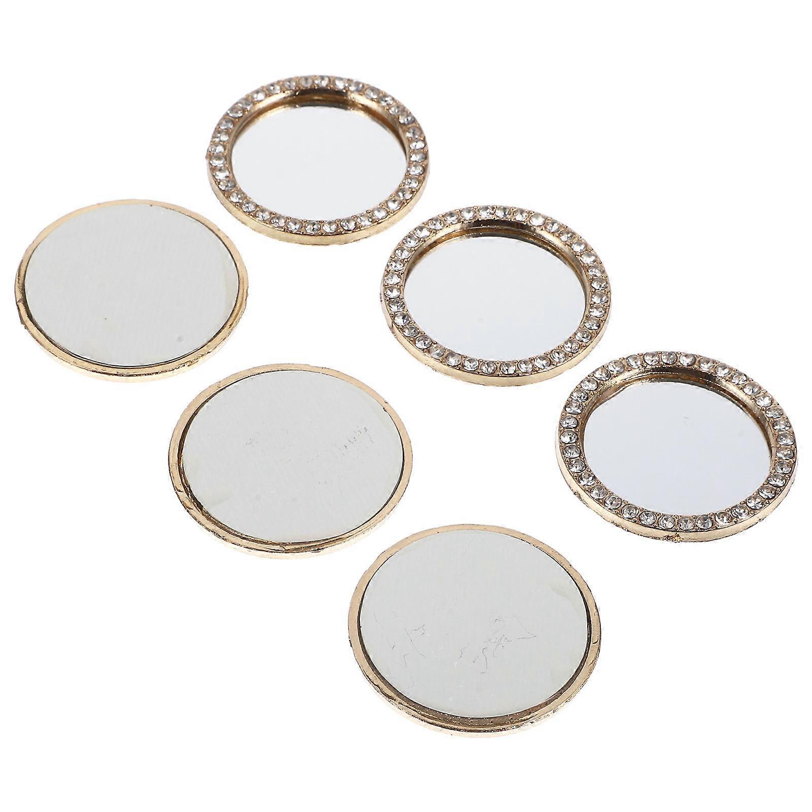 Mini Round Mirror DIY Phone Accessory High Definition Surface Women Beauty Enthusiasts 6Pcs