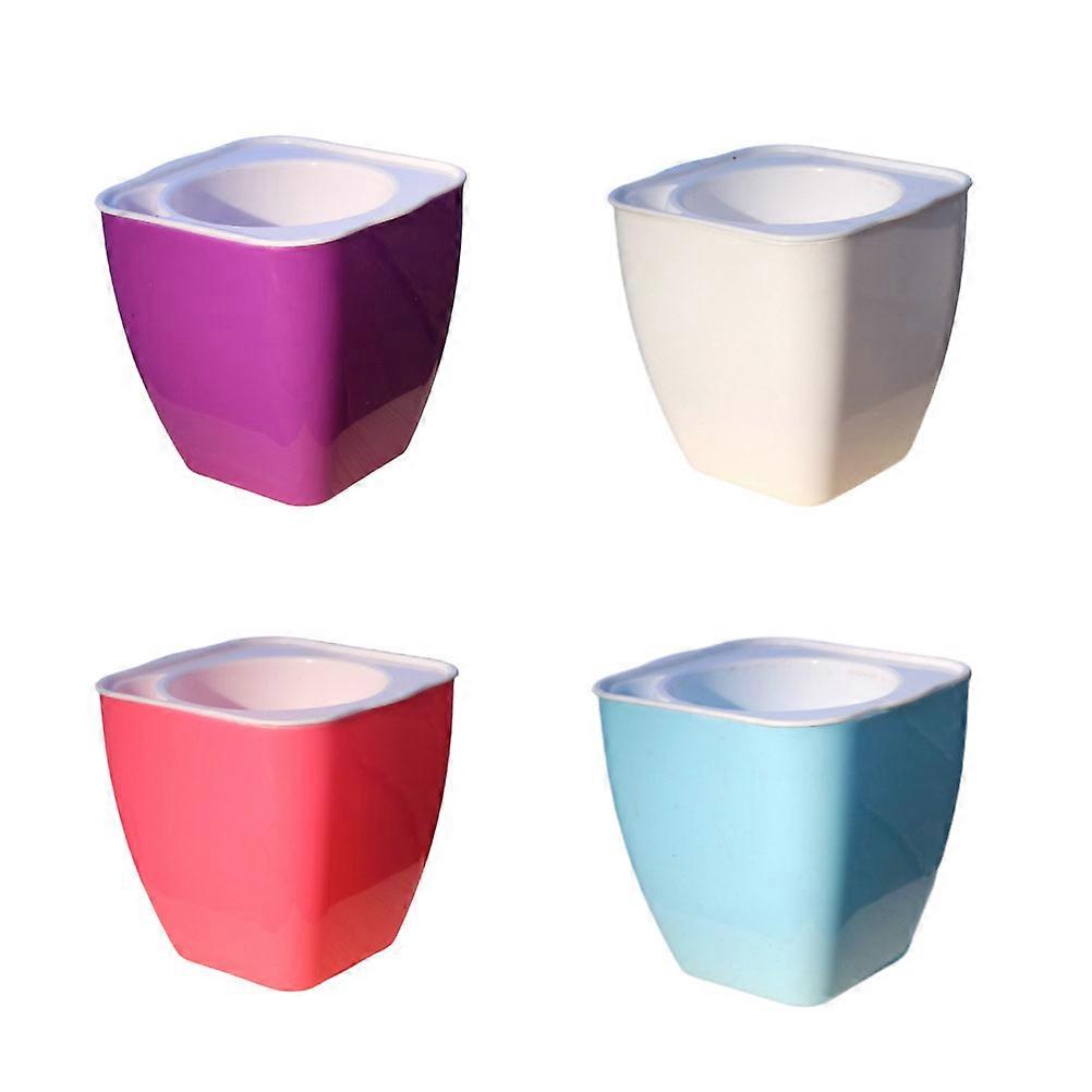 Promote Healthy Plant Growth Flowerpot For Lazy Person Smooth Surface Assorted Color 4Pcs