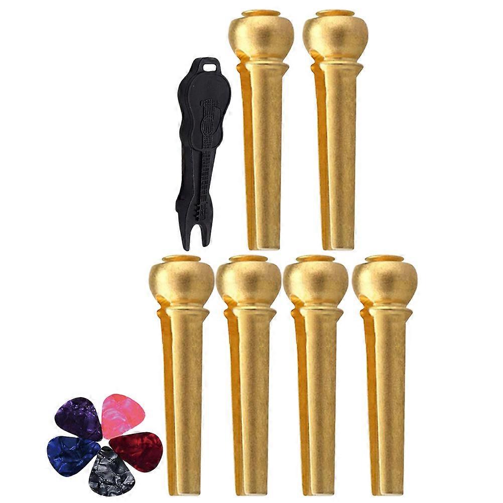 Guitar String Pin Set with Bridge Pin Puller and Picks – Durable Acoustic Guitar Accessories for Easy Installation and Repair