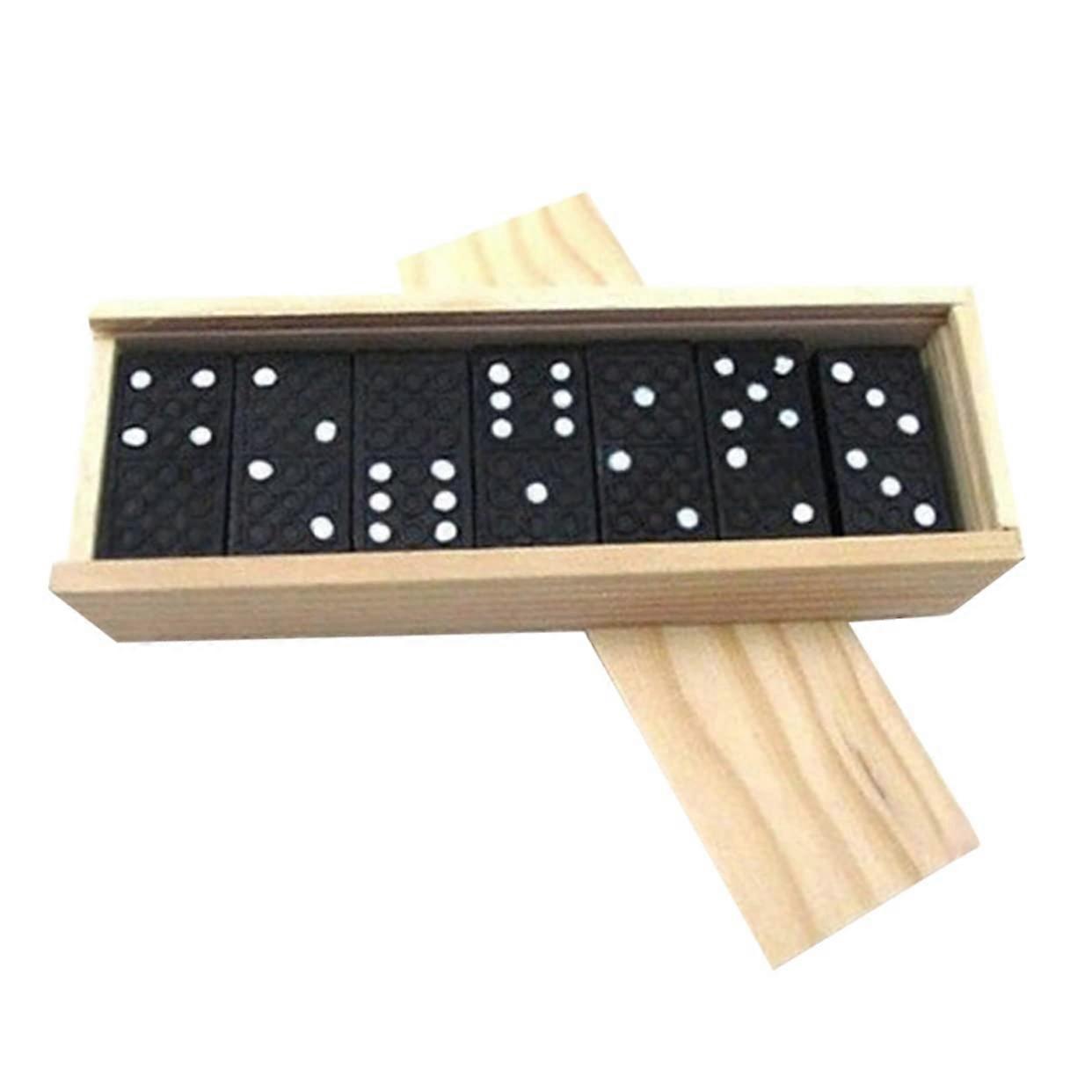 1 Set of Dominoes Black Wooden Domino Tiles with Storage Case for Families Interactive Board Game for Indoors and Outdoors