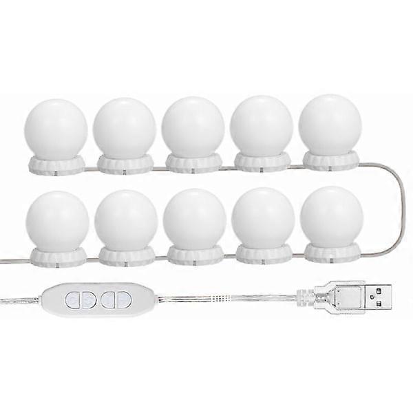 LED Mirror Lighting Kit for Vanity, with 10 Adjustable Bulbs, 10 Brightness, USB, White