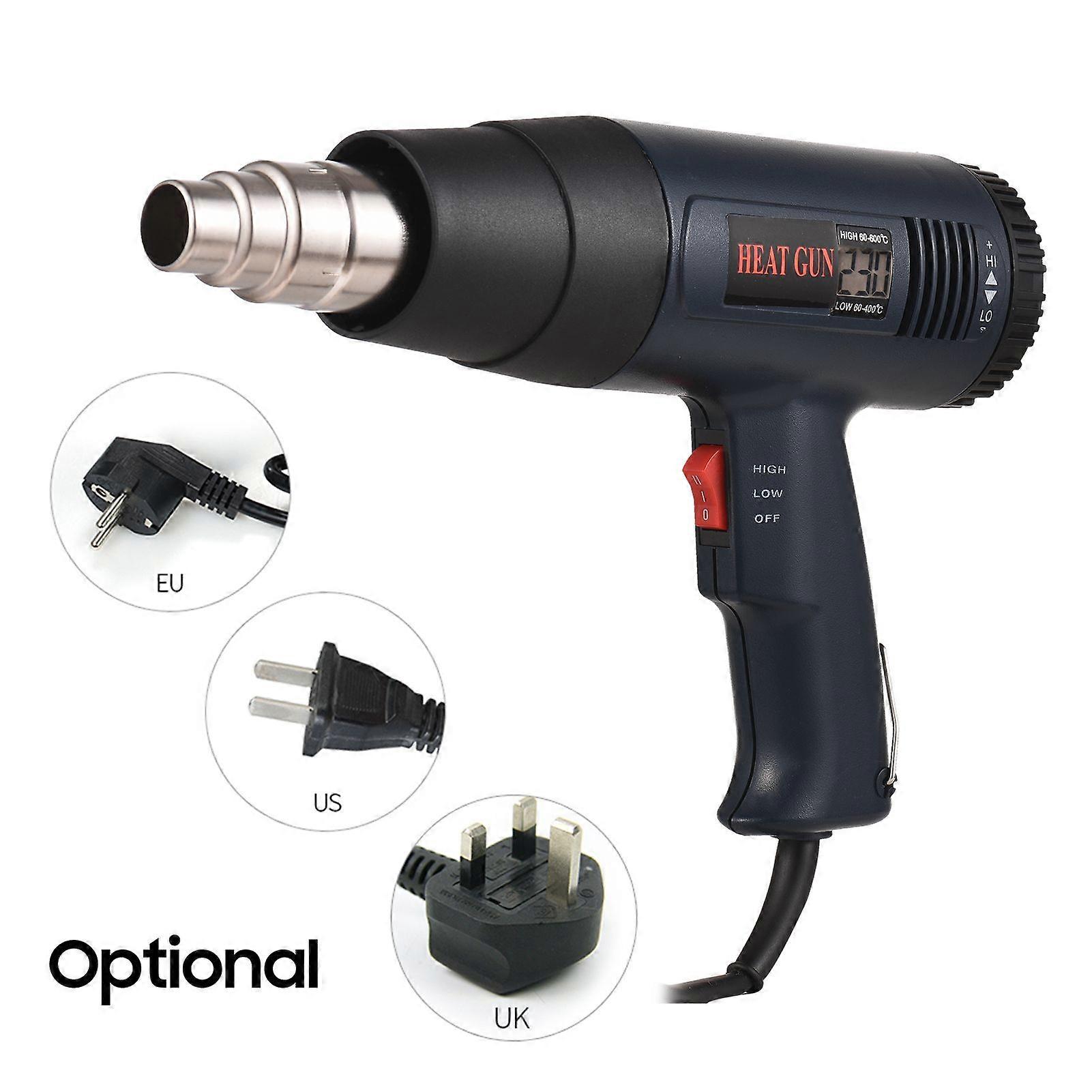 1800W Heat Gun Kit Industrial Hot Air Gun Fast Heating LCD Digital Temperature-controlled Portable Handheld Heat Blower Electric Adjustable Temperatur