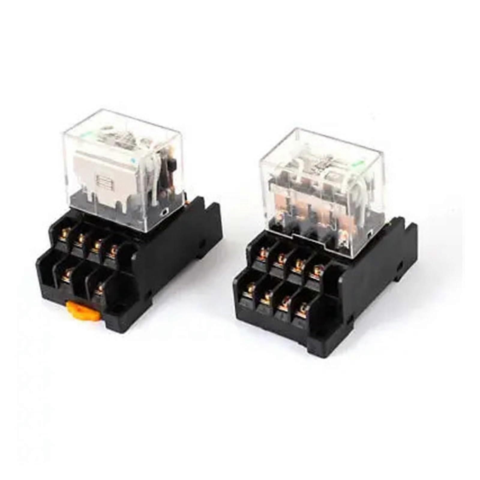 HH64P DC 24V 4PDT 14 Pin Electromagnetic Power Relay 35mm DIN Rail Mount Compatible with Industrial Applications