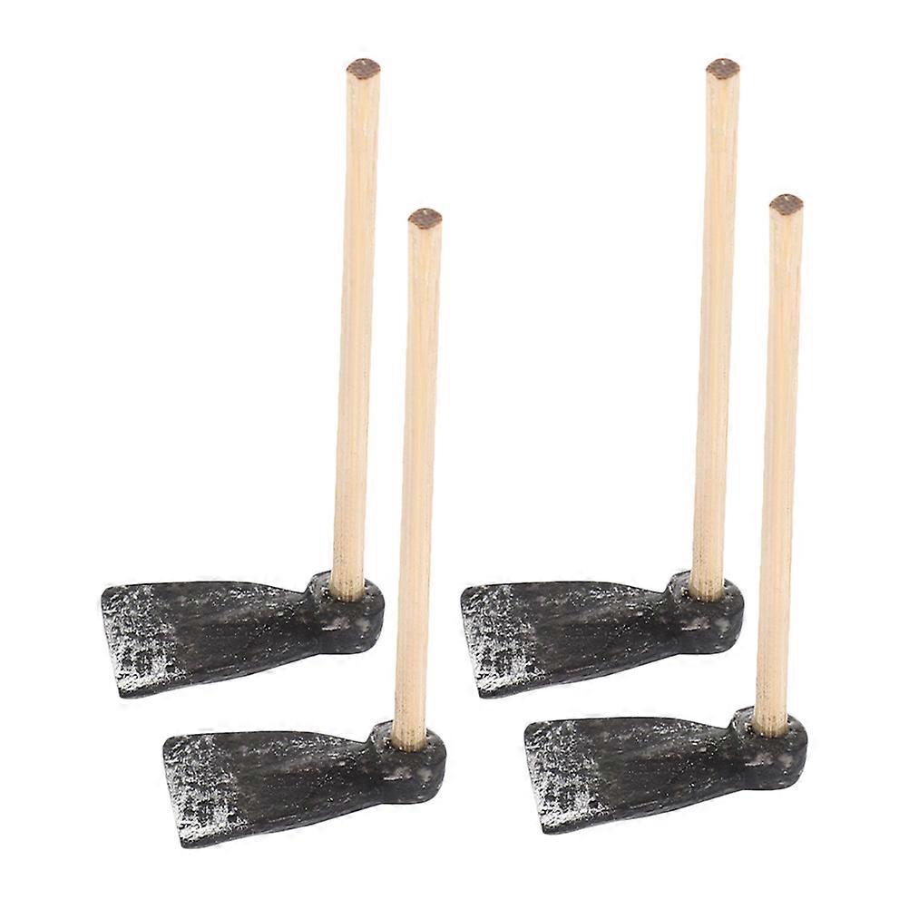 Wooden Plastic Mini Hoe Toy for Decoration with Realistic Design 4 Pieces