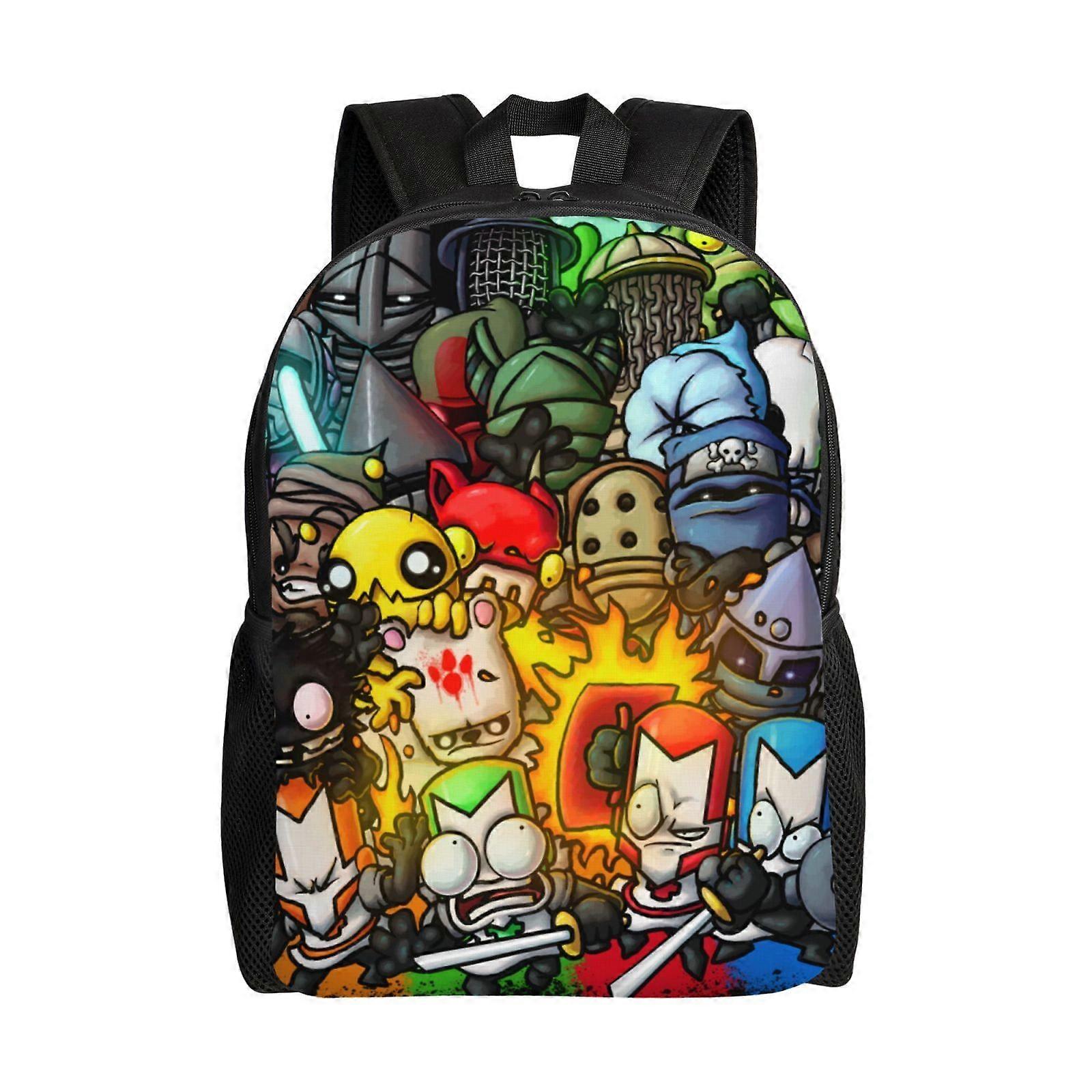 Castle Crashers Knight Game للجنسين حقيبة ظهر كمبيوتر محمول حقيبة مدرسية حقيبة طالب جامعي خفيفة الوزن أساسية Daypack ل Adul-XTYD812