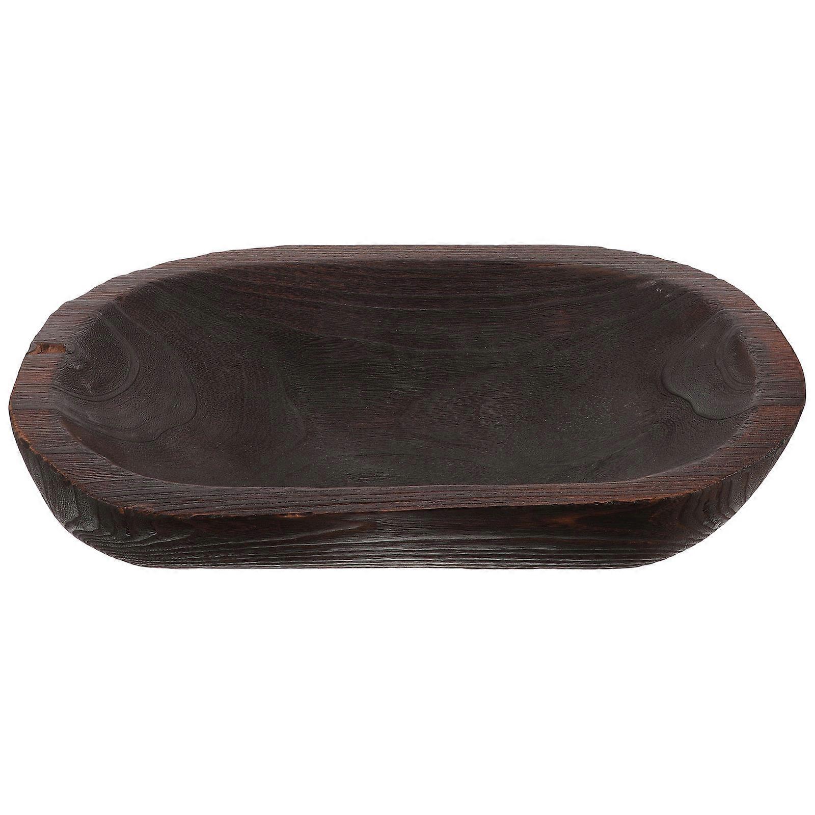 Wooden Bowl Decorative Bowl Farmhouse Style Adults Home Interior Dark Brown Storage 1Pcs