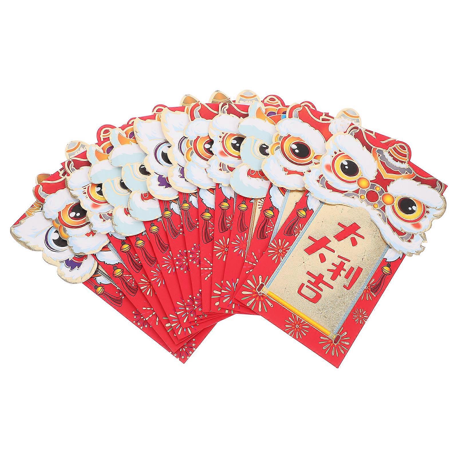 Chinese New Year Red Envelopes with Traditional Design for Lucky Money Bags Decorative Use Assorted Color
