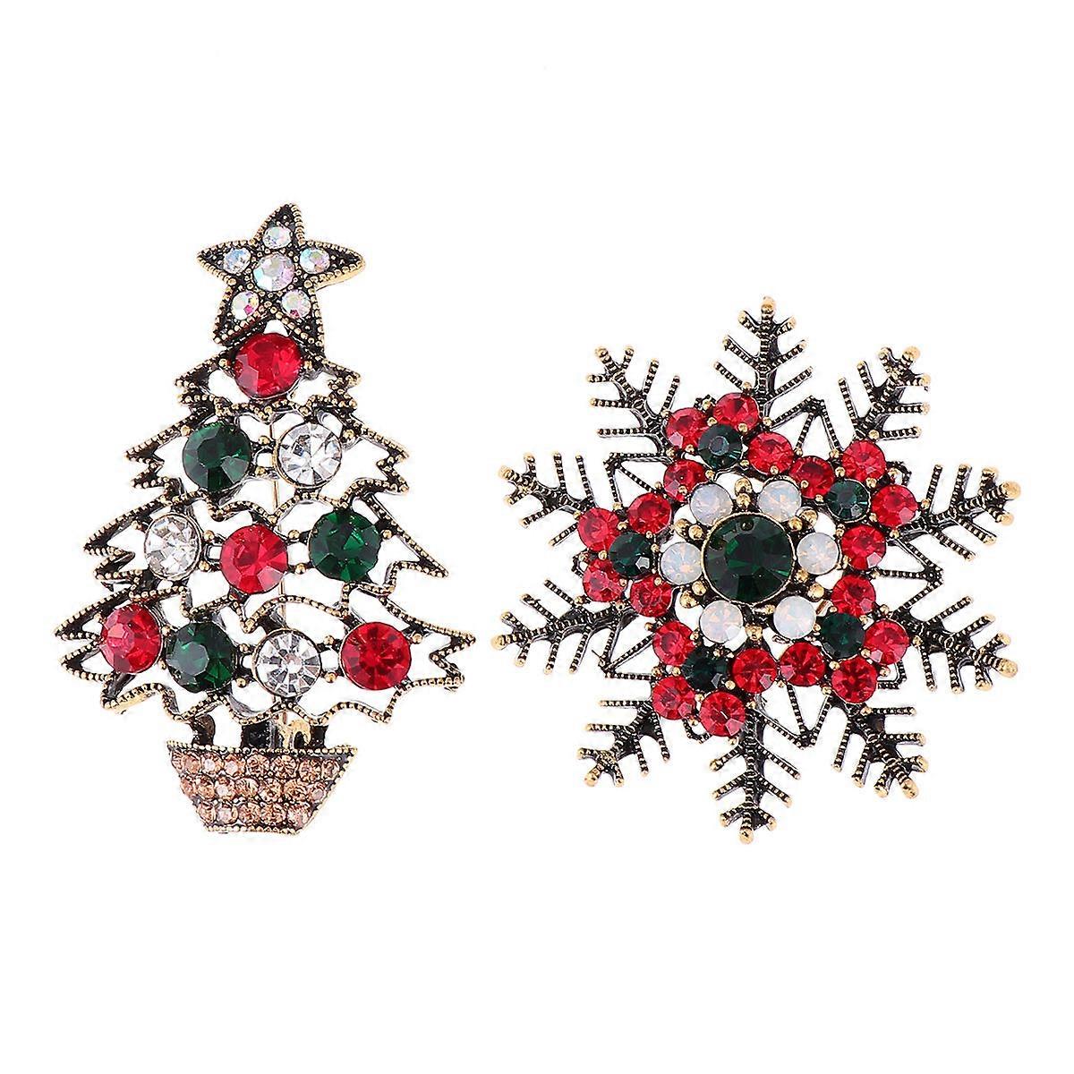 Multi Color Alloy świąteczna broszka do dekoracji w stylu retro 2 szt