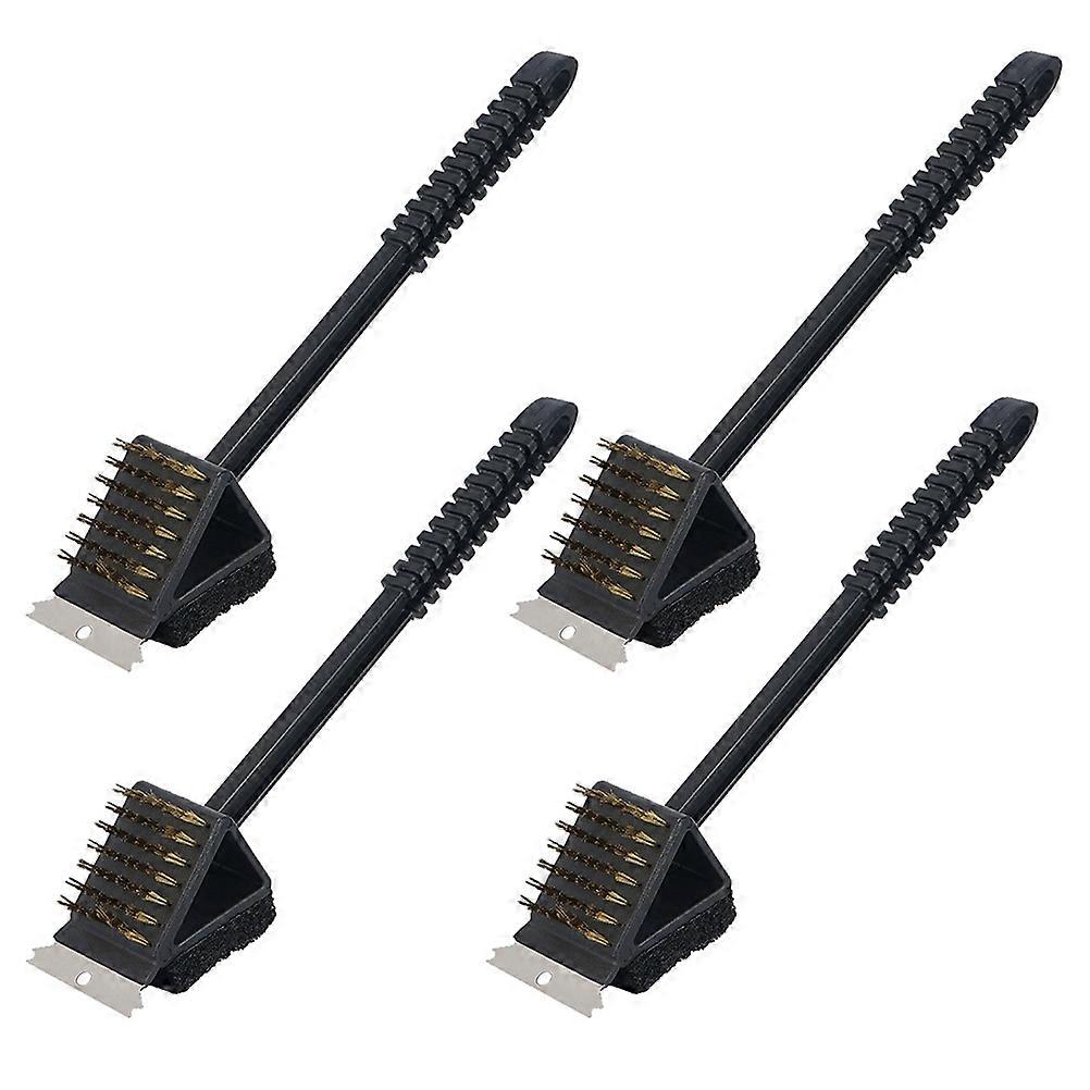 Durable BBQ Grill Cleaning Brush with and Functions for Use Black 4pcs