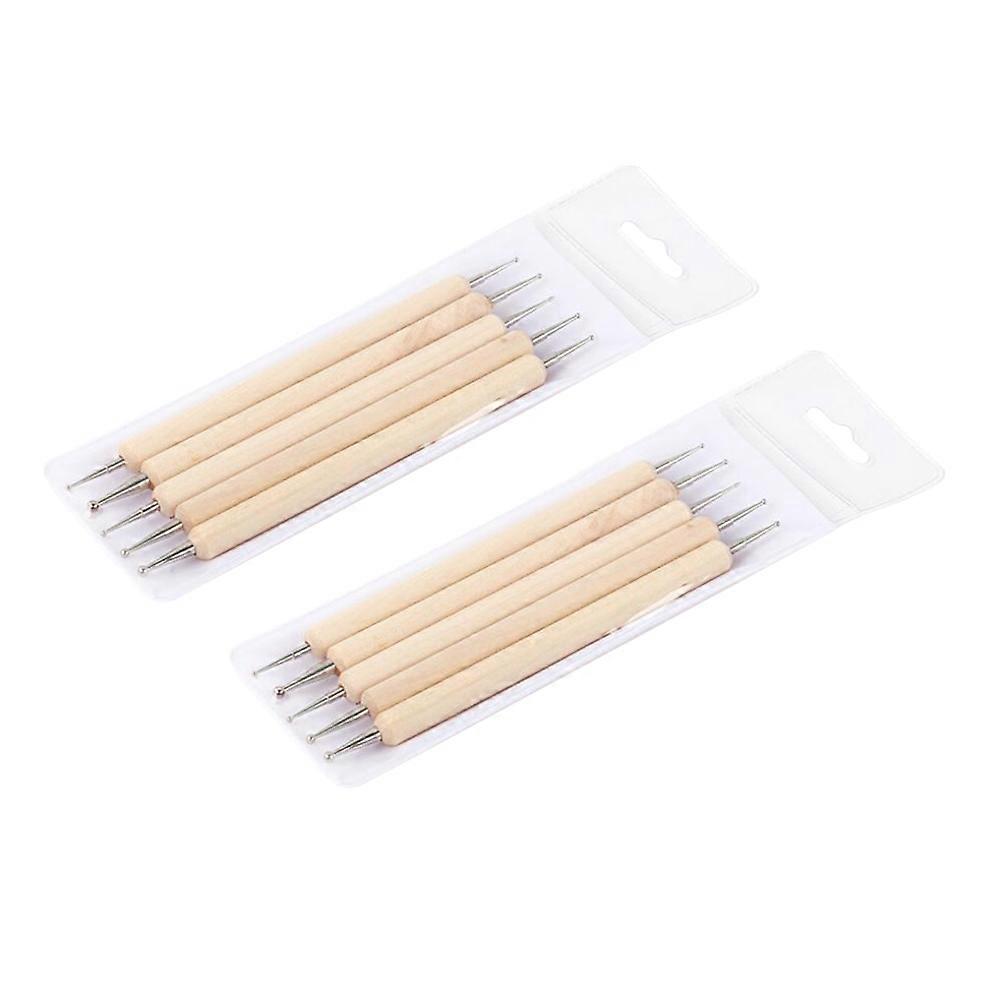 Nail Art Tools with 2 Different Ends for Painting and Dotting Ideal for Professional and Personal Use Khaki Synthetic Material 10pcs 2 Packs