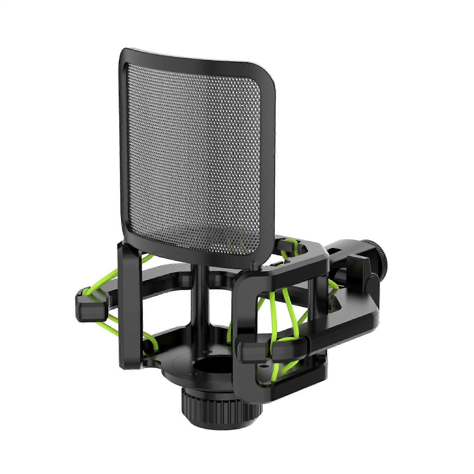 Microphone Shock Mount Universal Fit With Built-In Filter Anti-Vibration Suspension For Studio Mics 21-62mm Green