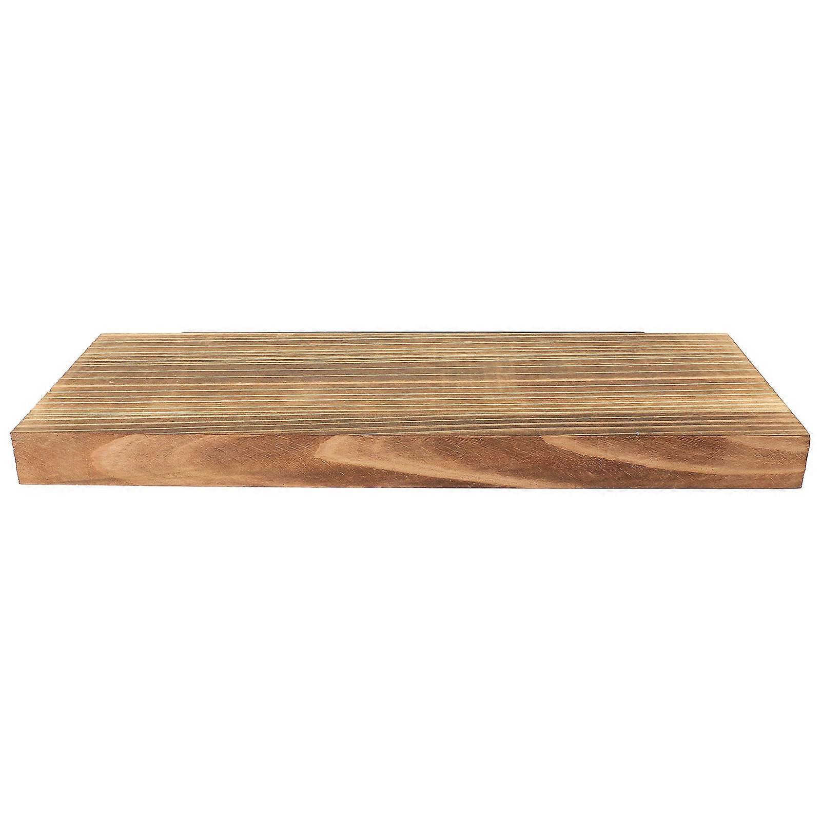 Wood Floating Shelves Wall Mounted with Iron Bracket for Storage Use Brown Color Large Capacity