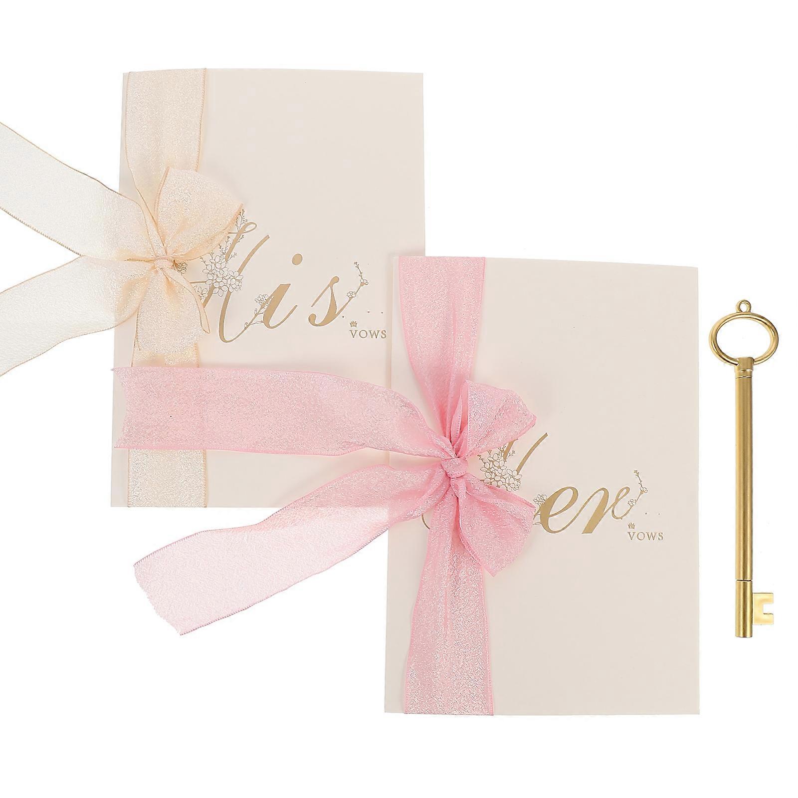 ロマンチックな結婚式体験のための職人技を備えたピンクの結婚式の誓いカード 2 枚