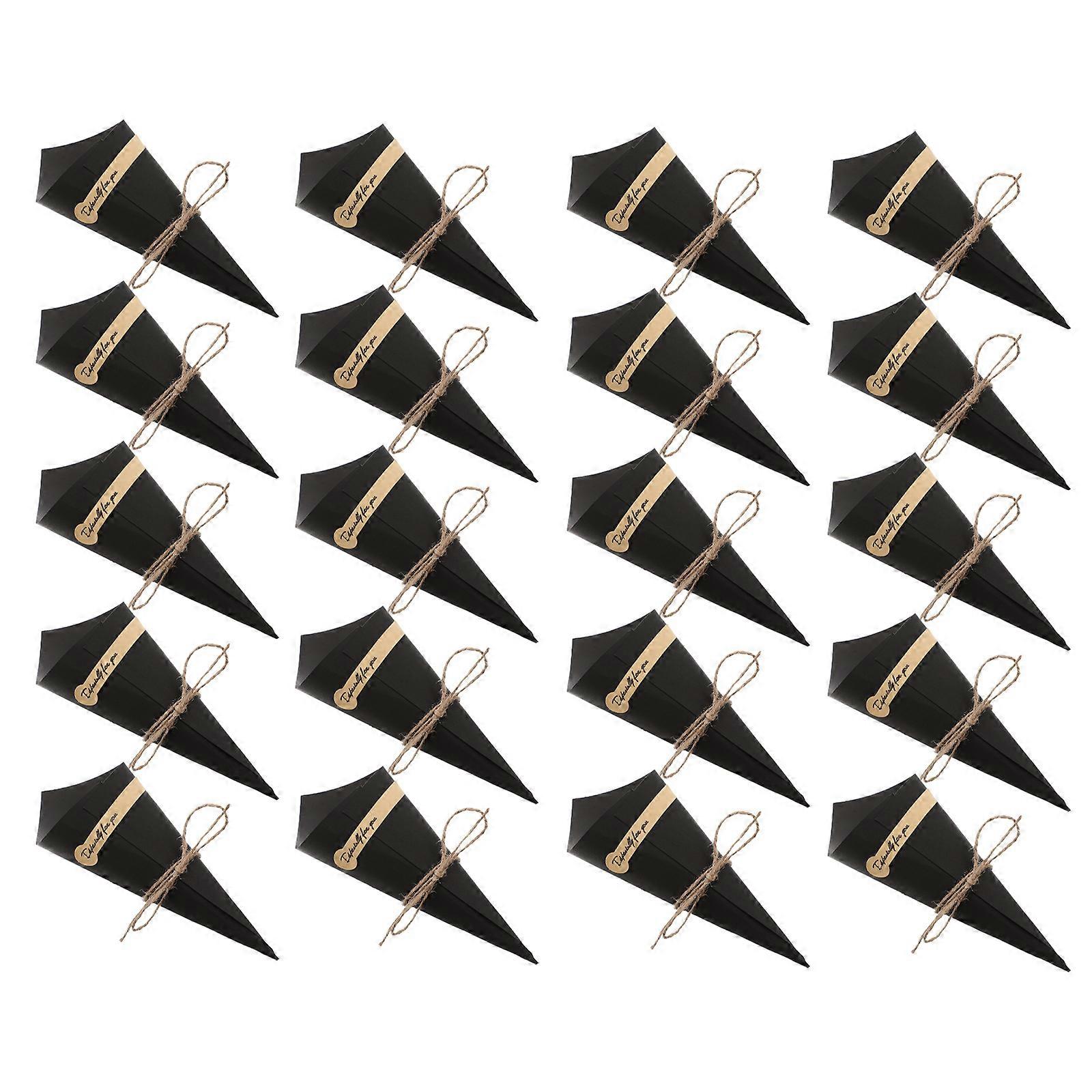 50Pcs Conical Paper Cones Party Food Packaging Wrappers With Rope Perfect For Ice Cream And Candy Decoration