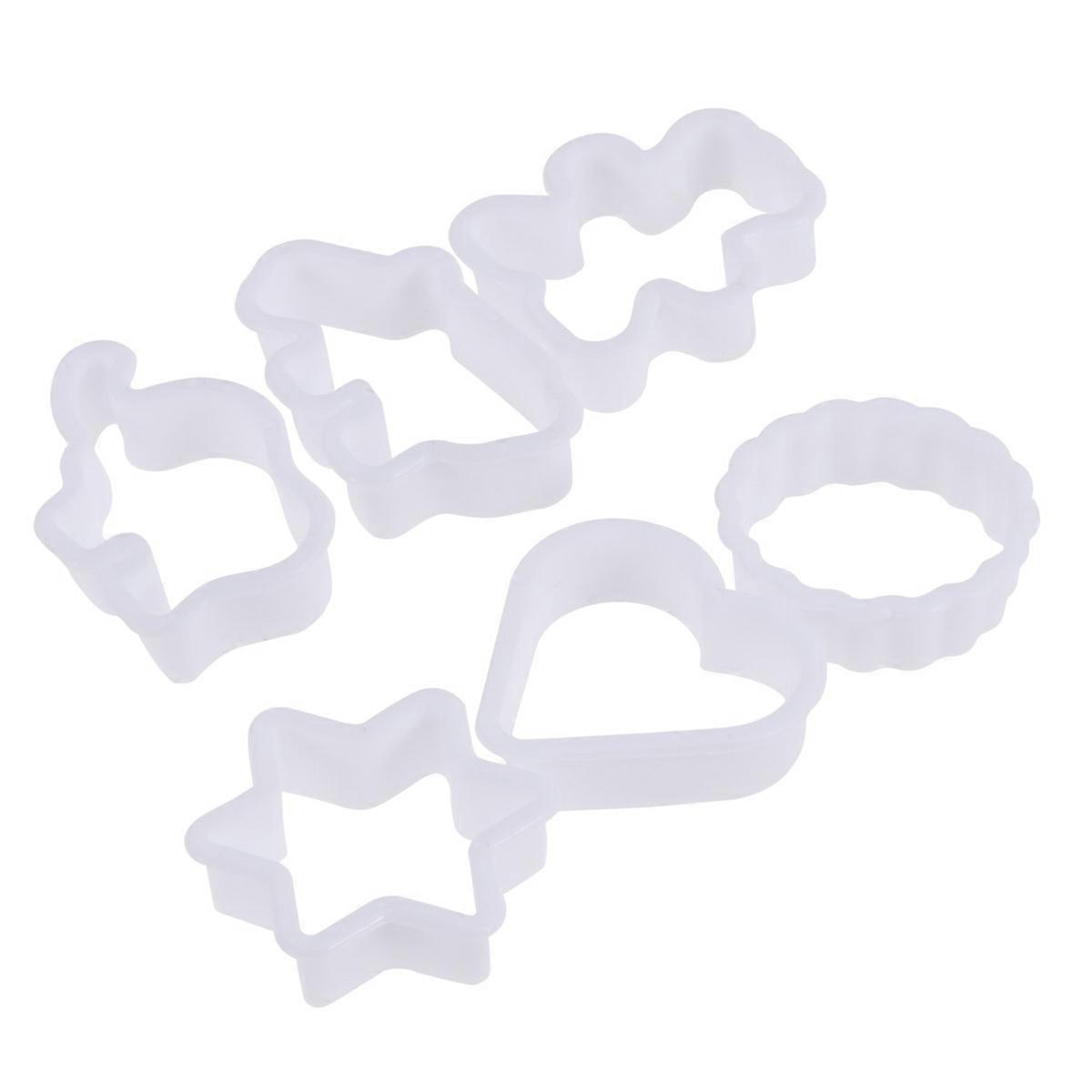White Plastic Cookie Set for Baking Use 6 Different Shapes Ideal for Parties and Holidays