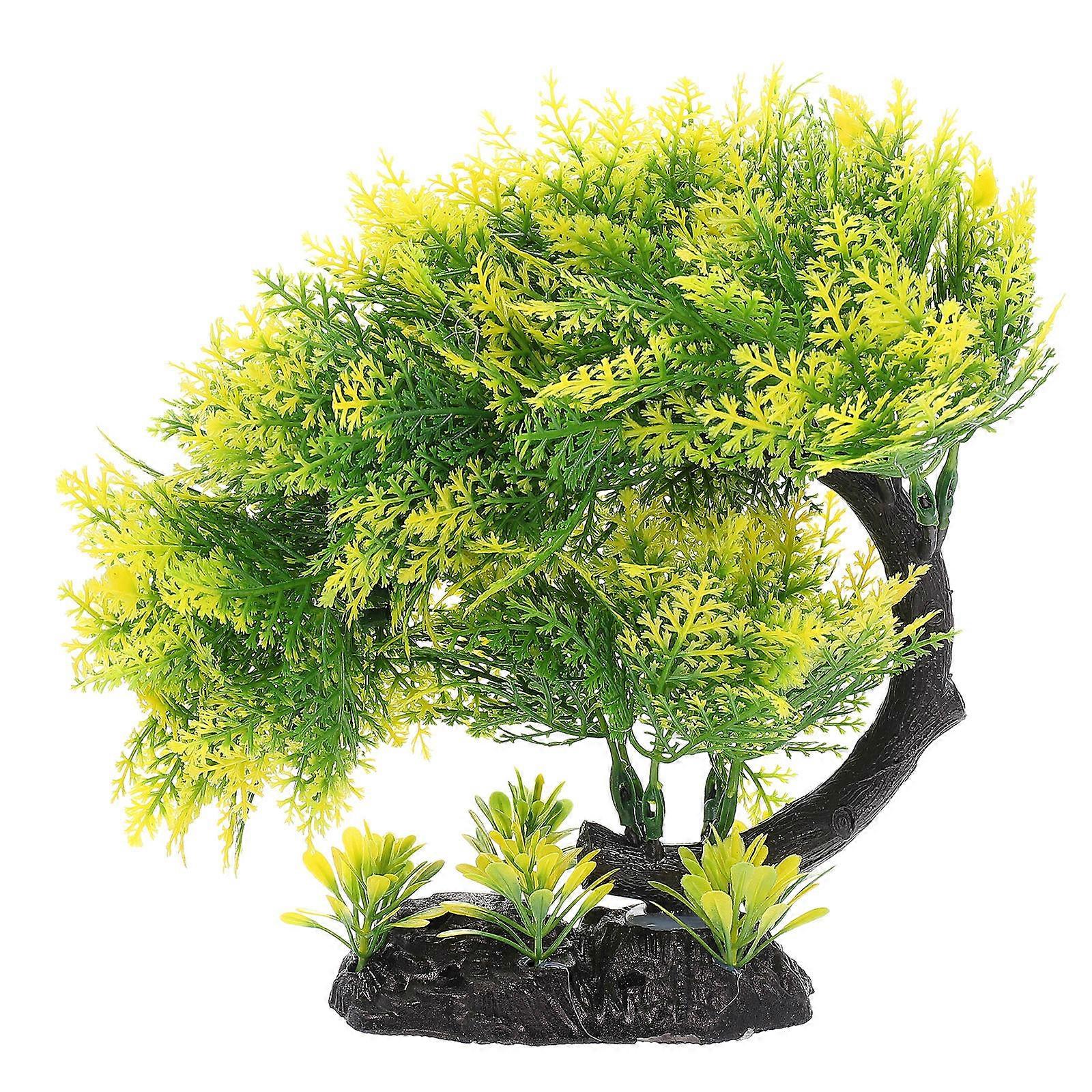 Light Green Plastic Imitated Pine Tree for Aquarium Decoration and Fish Tank Landscape Design 6.3 Inches