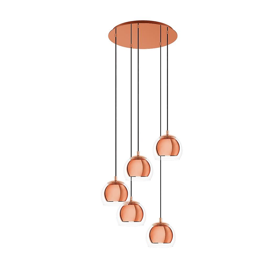 Eglo Rocamar 5 Lamp Cluster Pendant Ceiling Light Copper