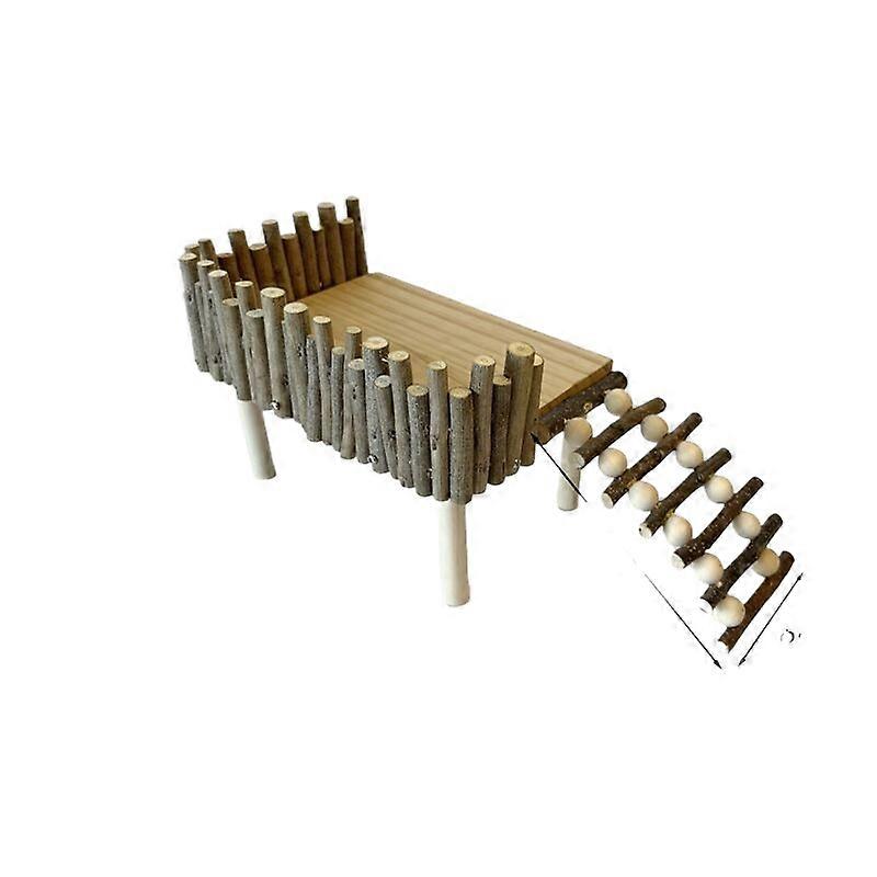 Hamster wooden platform shrub fence natural apple tree branch climbing ladder