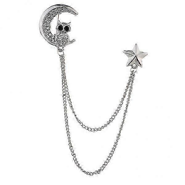3-5pack Men Elegant Lapel Pin Badge with Chain Owl Brooch Pin for Suit Tuxedo