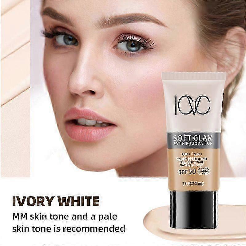 Soft Glam Satin Foundation,Long-Lasting & Buildable Foundation For A Smooth, Satin Finish, SPF 50+,UVA/UVB Protection