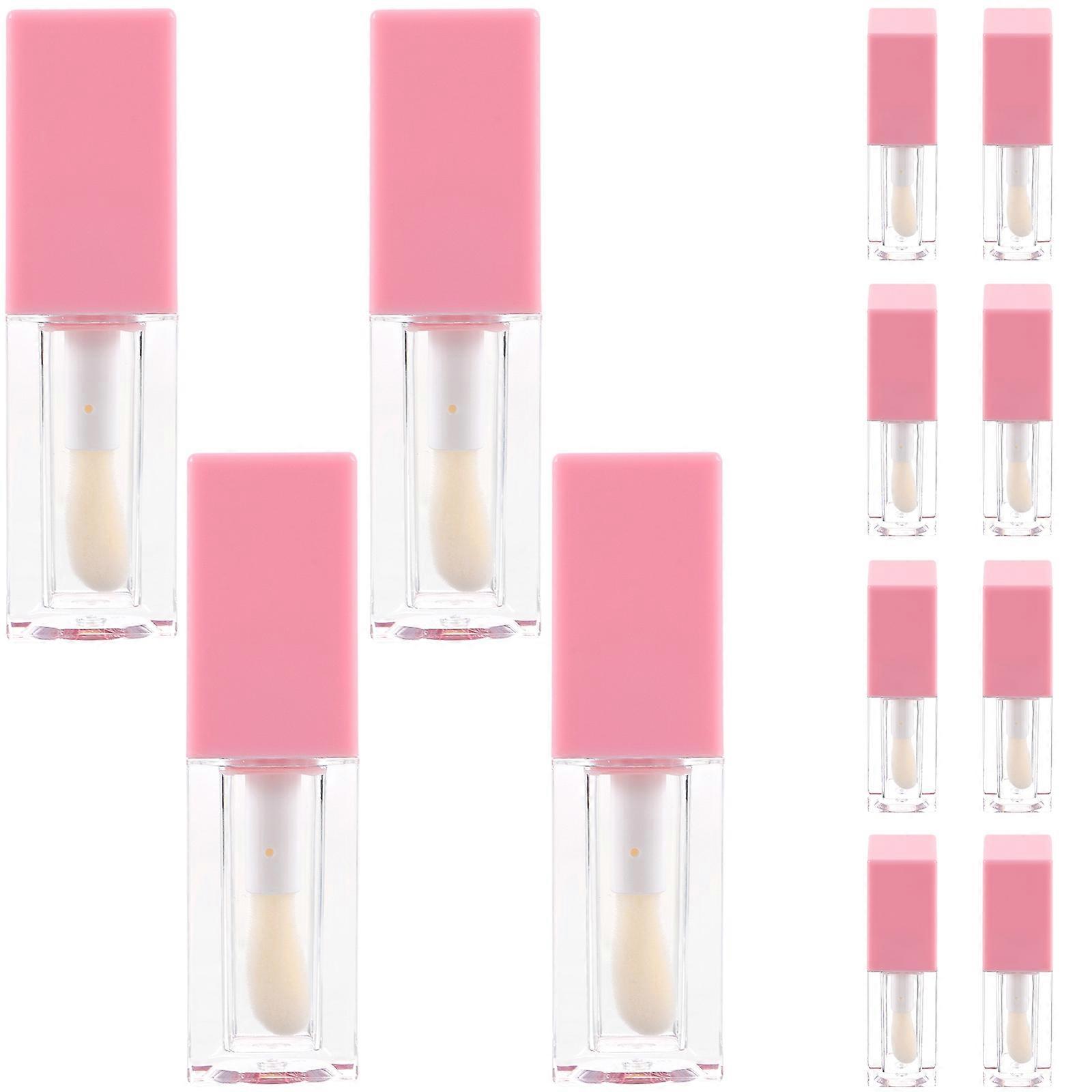 Mini Lip Gloss Empty Tube 12Pcs Pink Plastic Containers For Storage And Refill