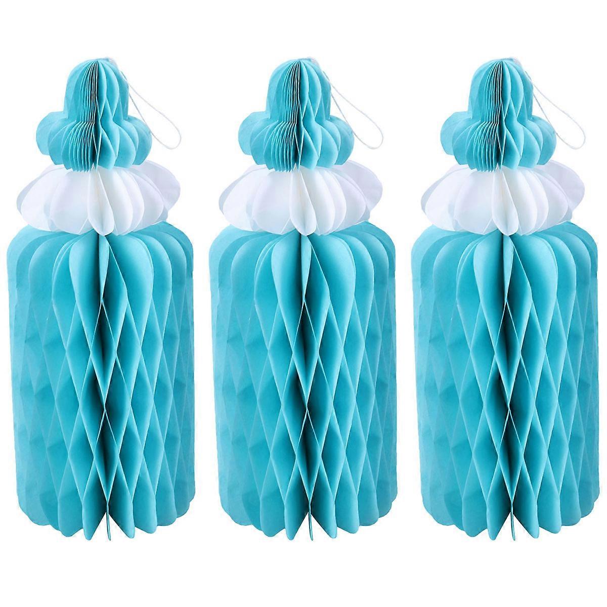 子供用ハニカムパーティーデコレーションシャワーブルーミルクボトル3セットデコレーション