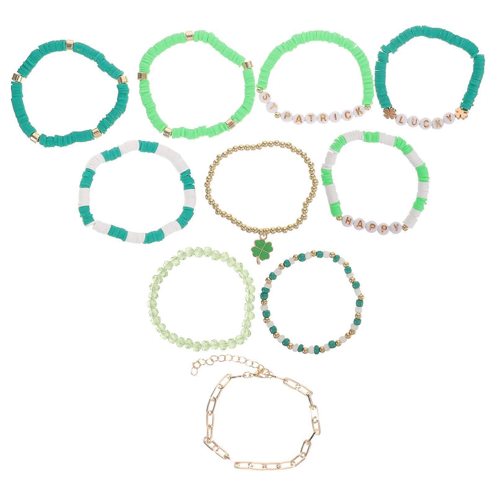 Festival Wristband Cloverleaf Shape Bracelets For Women 3.1X3.1X0.8in Simple Design Decorative 10Pcs