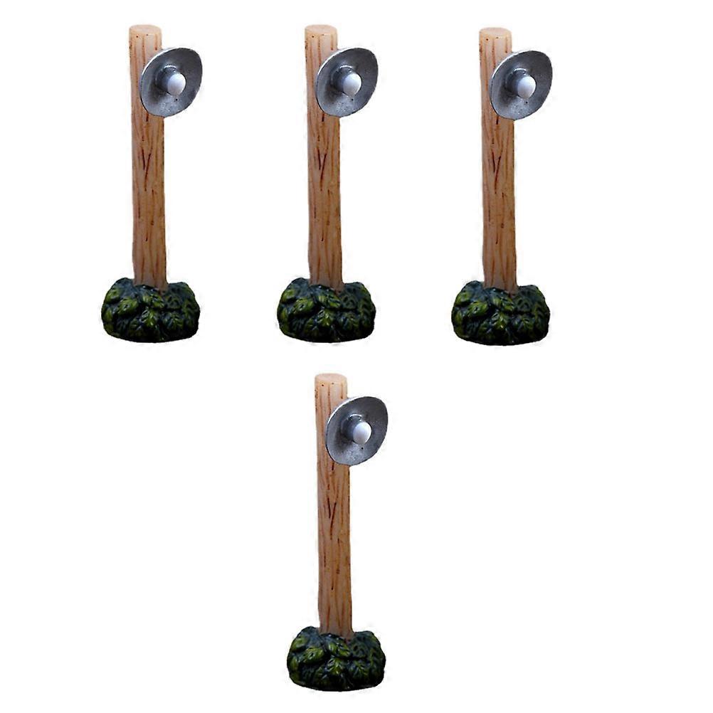 Model Decorative Lights Resin Ornaments Village Street Lamp Shaped Ideal for Photography Prop 4Pcs