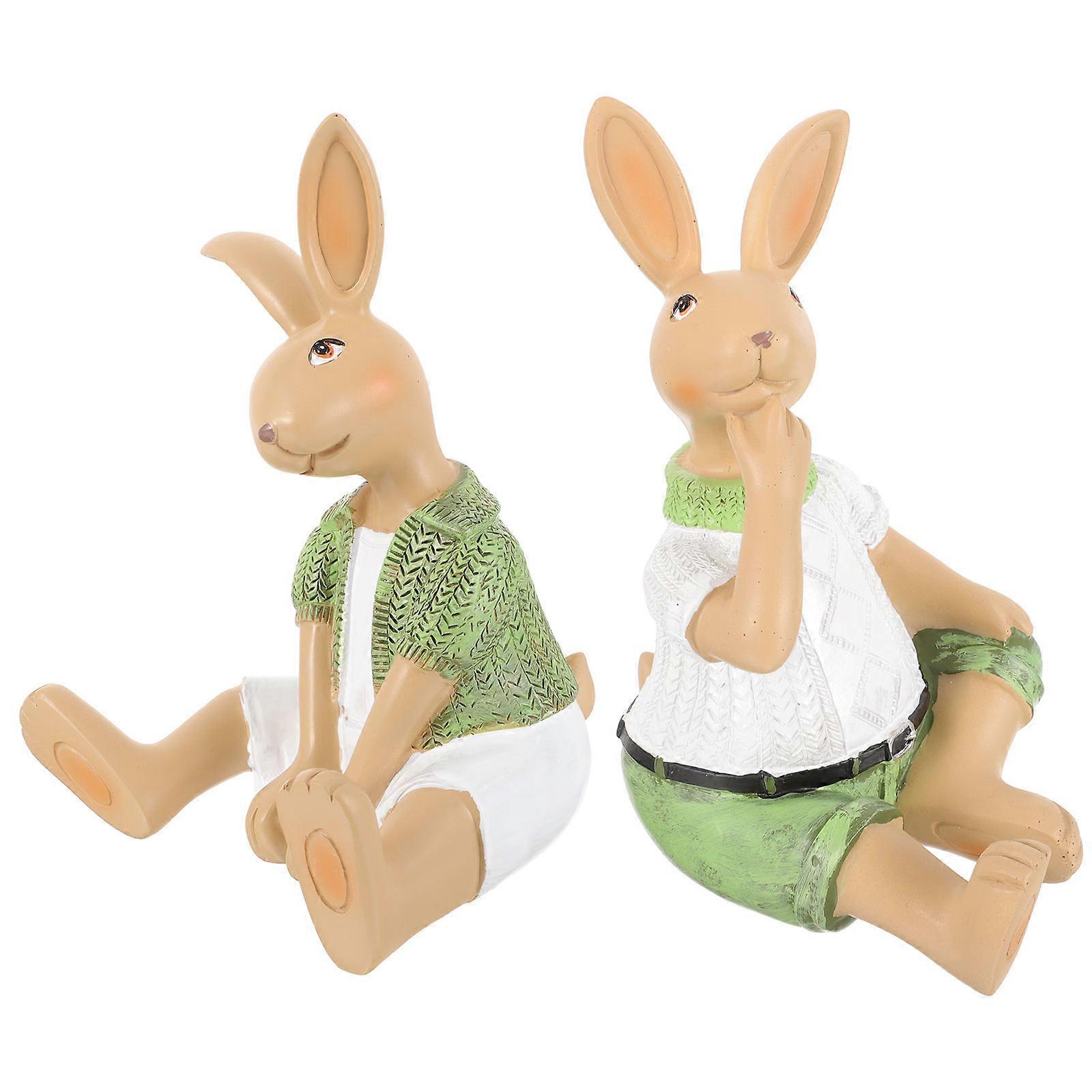 Bunny Landscape Ornament Easter Occasion Assorted Decor 1 Pair
