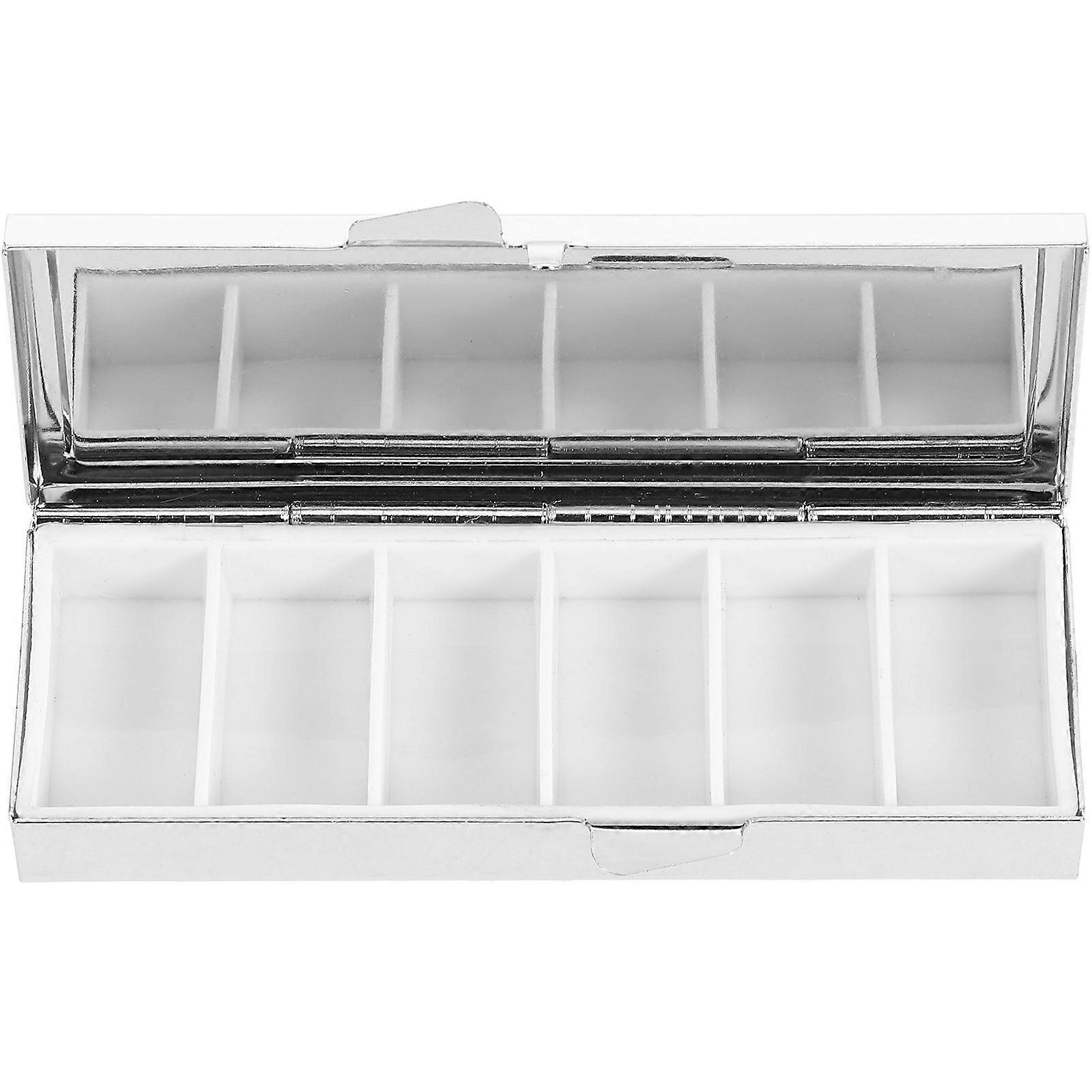 Assorted Color Stainless Steel Pill Organizer For Dance Party And Emergency Use With 6 Lattice Design 1Pcs