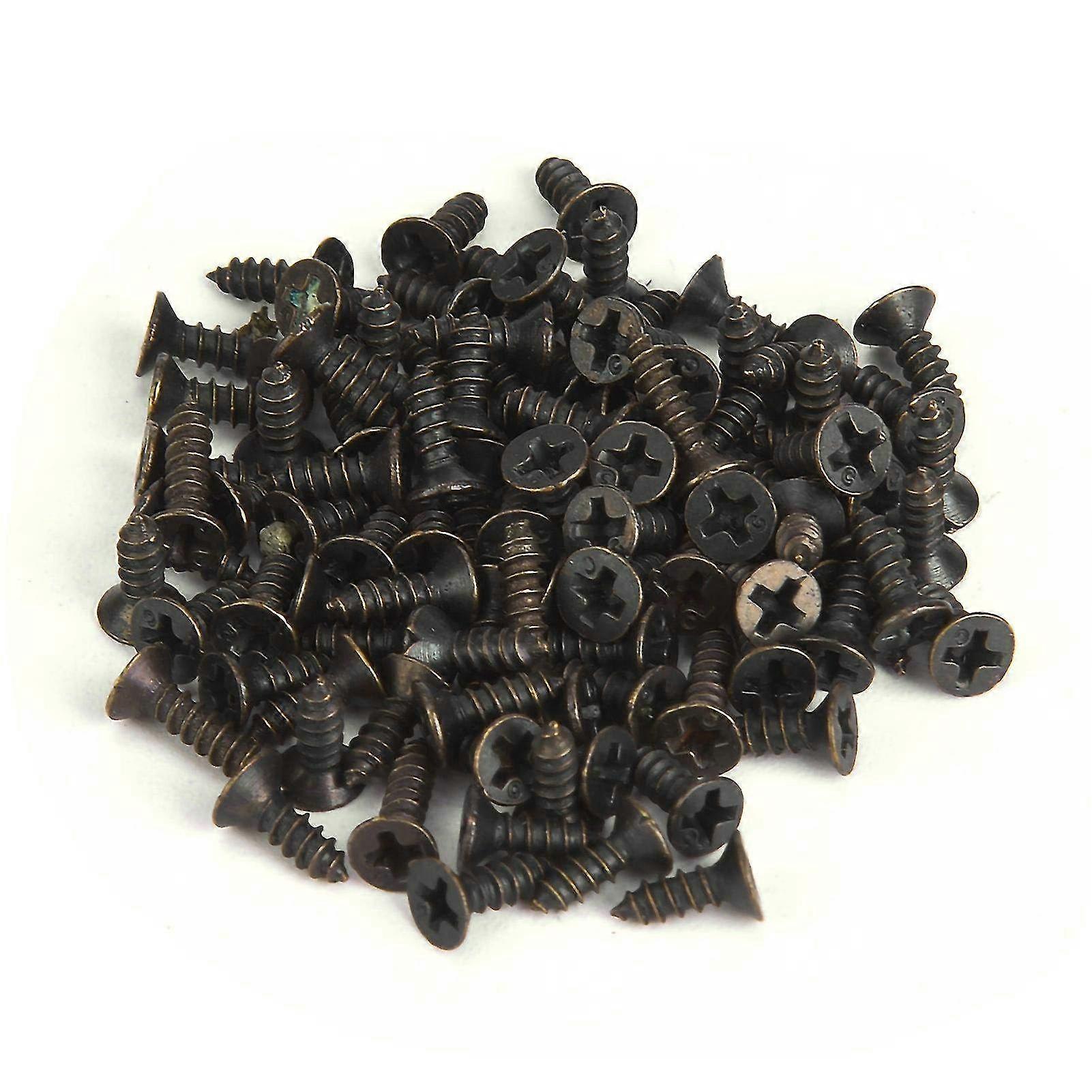 Antique Flat Head Self Tapping Screws - Iron Made 500g Pack for Multiple Uses (2x10mm Bronze) - Ideal for Repairs & Crafts