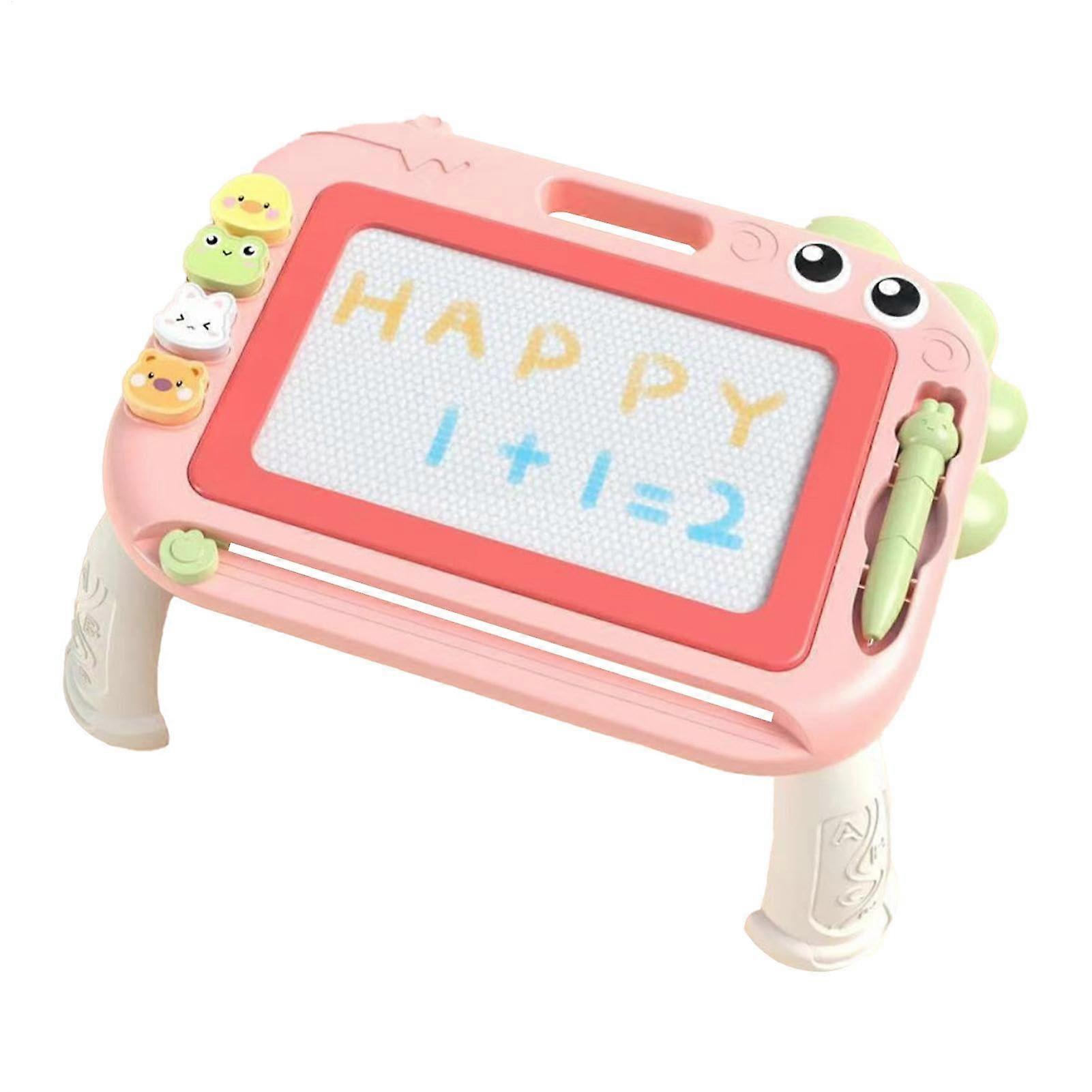 Magnetic drawing board, writing tablet, colored drawing pad with removable legs, pink