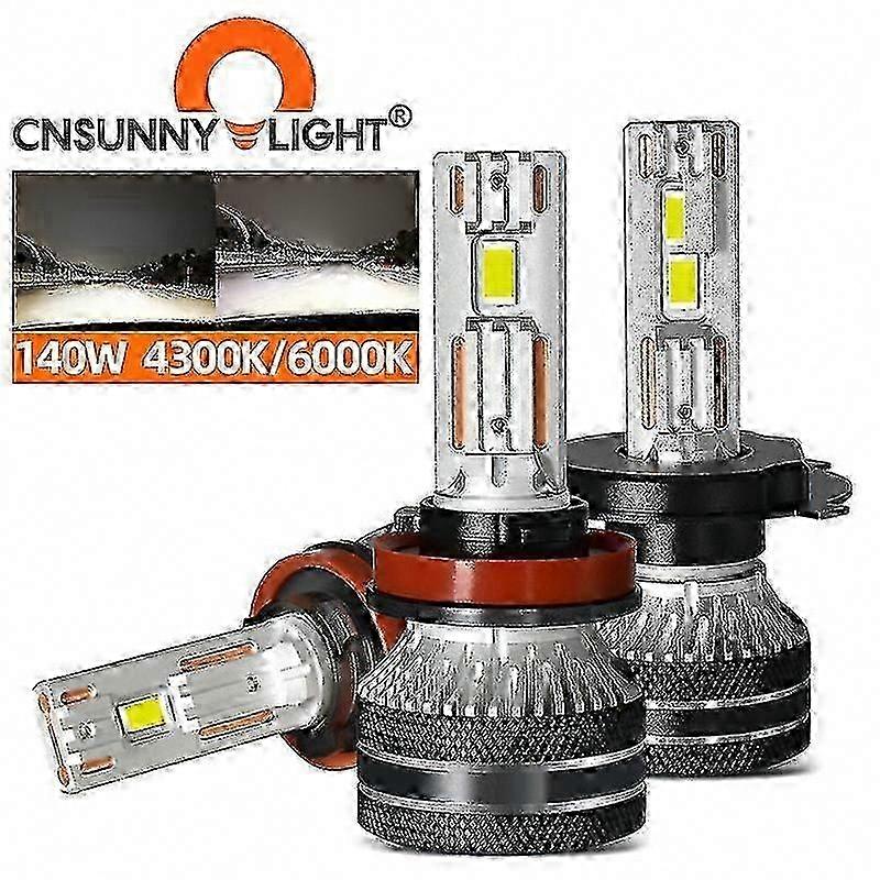 140W 50000LM LED Headlight Bulb H8 H11 6000K Canbus Fog Lights with Turbo Copper Tubes