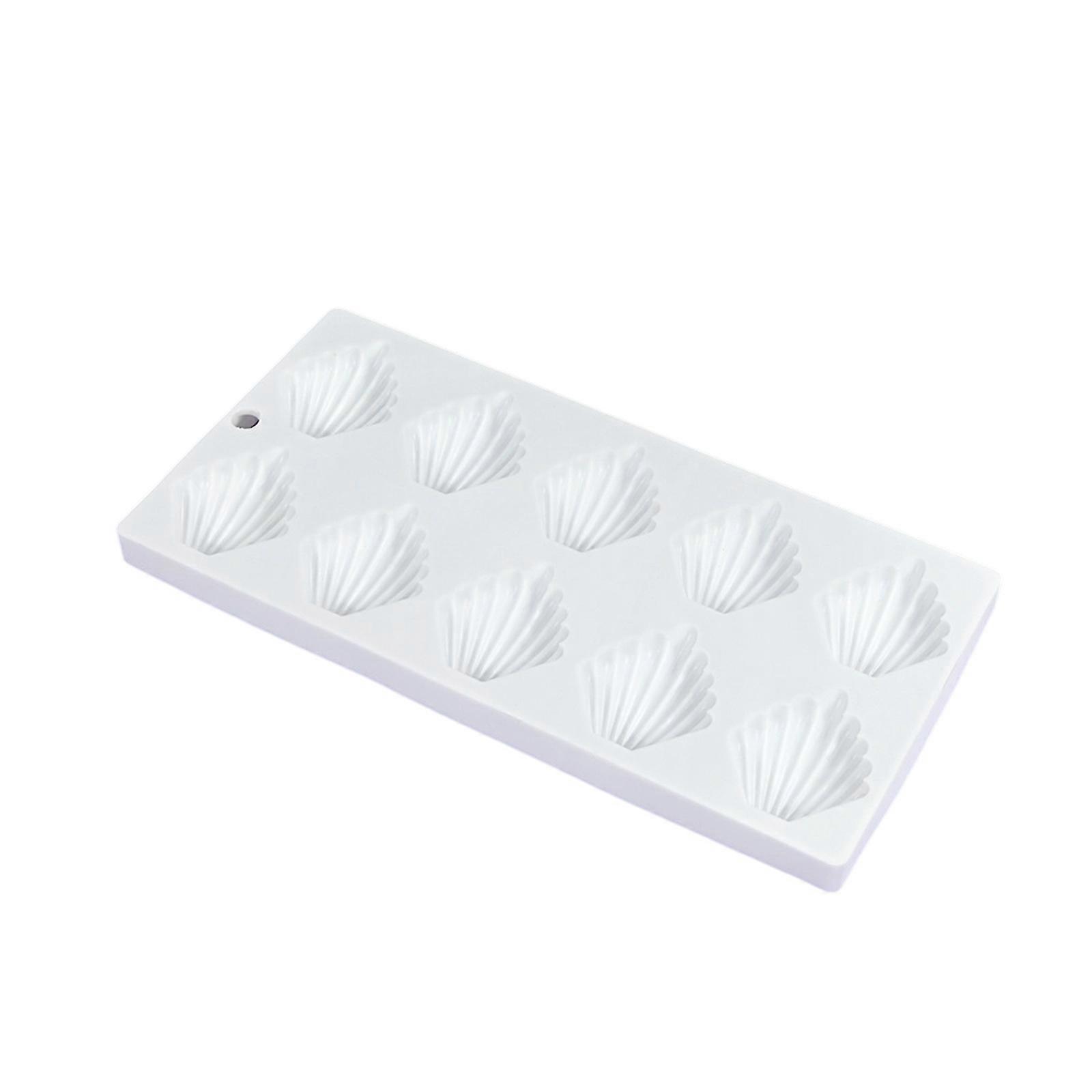 Multipurpose 10 Cavity Shell Shape Silicones Molds Nonstick Madeleine Cake Dessert Cookie Baking Pan For Home Cooking White