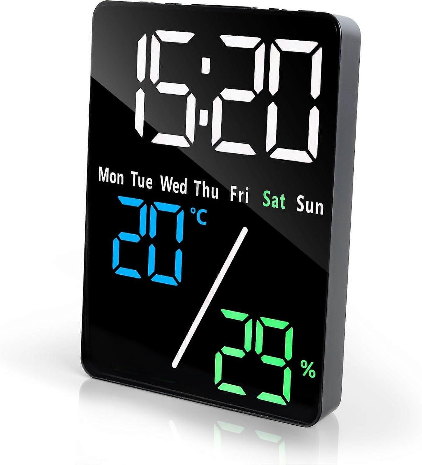 5.7' Led Digital Alarm Clock, Desk Clock Powered By Usb/Battery With Temperature, Date