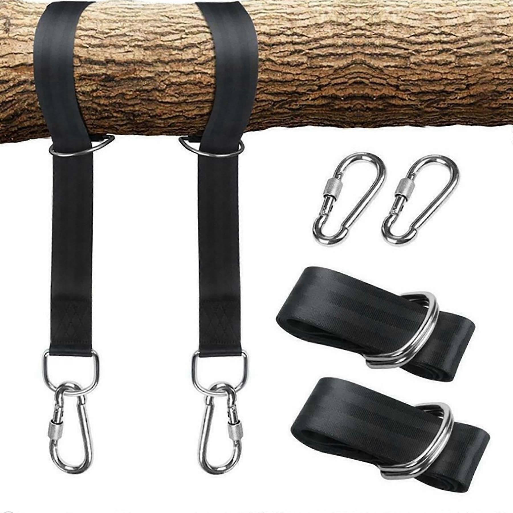 Set of 2 Swing Hammock Tree Hanging Straps Hooks Carabiner Garden Swing Kit Fittings