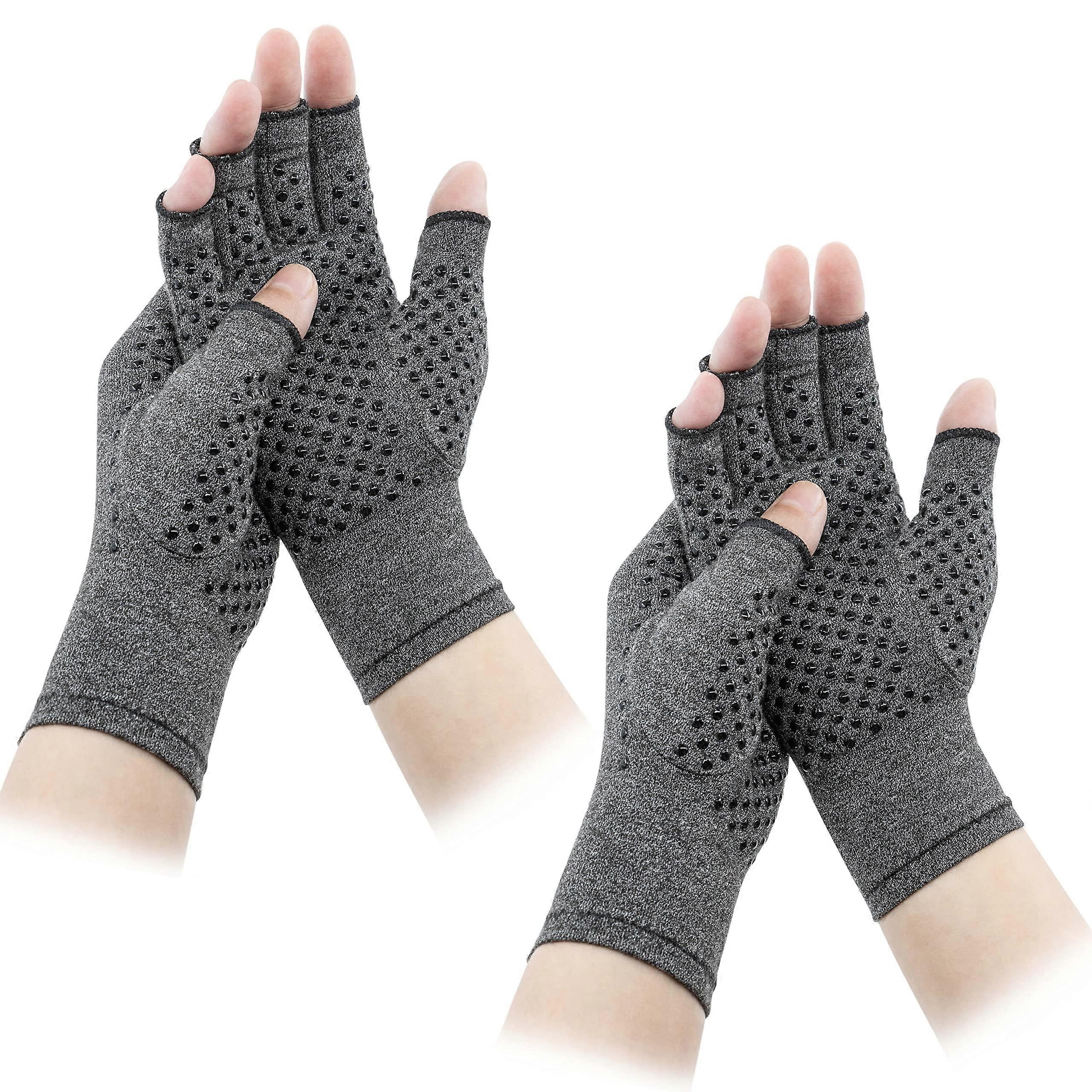 2 Pairs Arthritis Gloves,Compression Gloves,Providing Warmth and Compression,Fingerless Design,Relieve Pain M Grey(2 Pair)