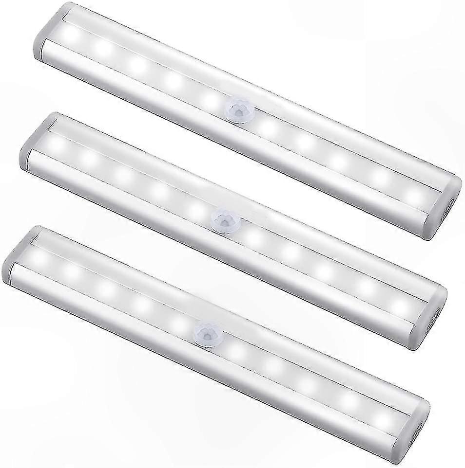 10 LED Magnetic Motion Sensor Light, 3 Pack USB Rechargeable Lighting Solution