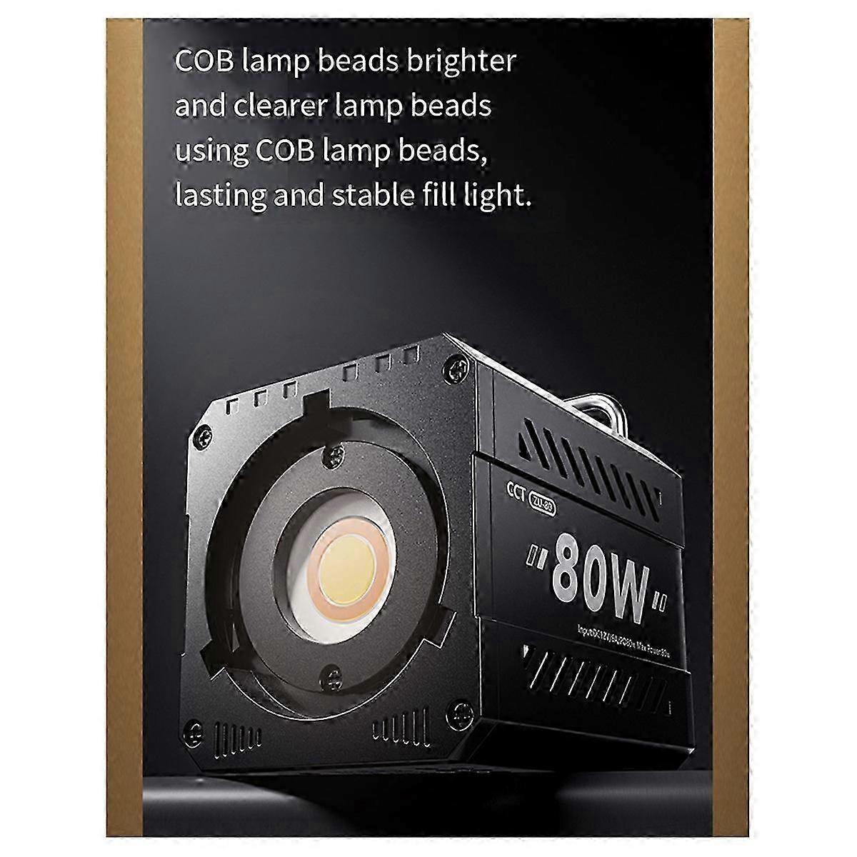 Lumière LED dimmable COB 80W pour studio photo - température de couleur 2500-6500K, utilisation de la diffusion en direct de la caméra de film