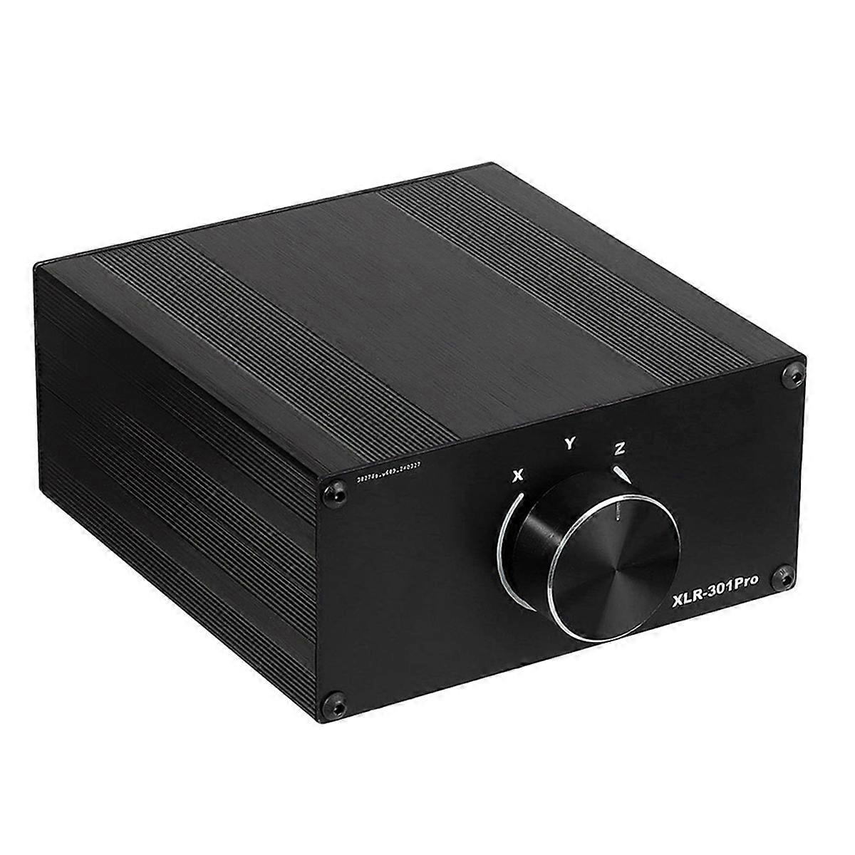 3-Way Stereo XLR Passive Audio Signal Switcher Selection Switch Balanced Out Audio Selector Audio Select Switcher