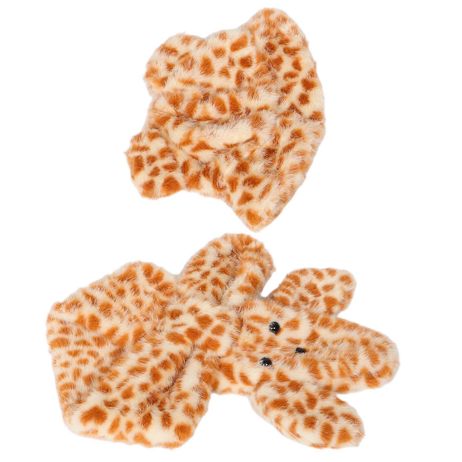Cute Leopard Print Winter Hat with Ear Protection and Scarf Made of Polyester Chocolate Color for Women One Size Fits All