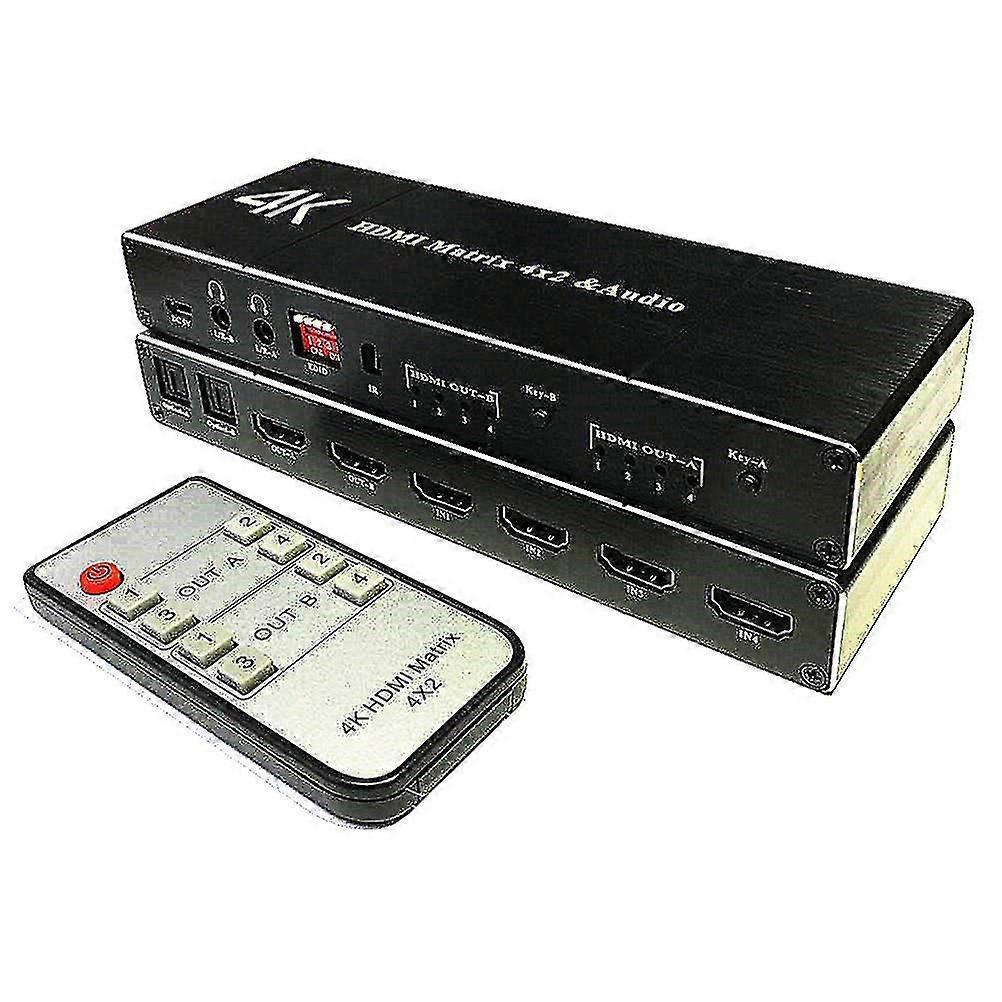 2025 4k Hdmi Edid Matrix 4 In 2 Out 4x2 Dual Audio Ausgang Faser Hdmi Switch Verteilung