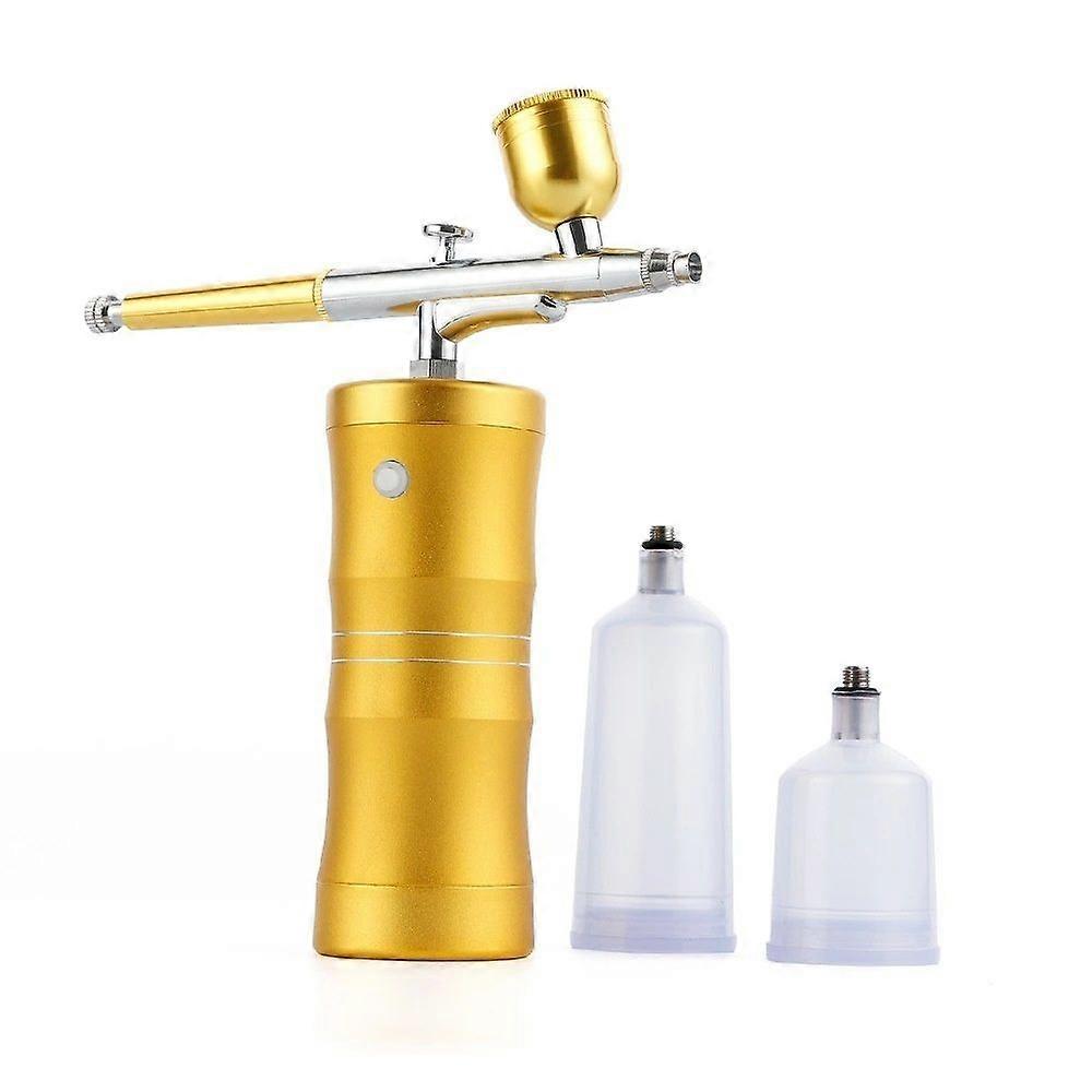 Cordless oxygen injector, mini airbrush compressor, handheld portable airbrush for painting, skin care - gold