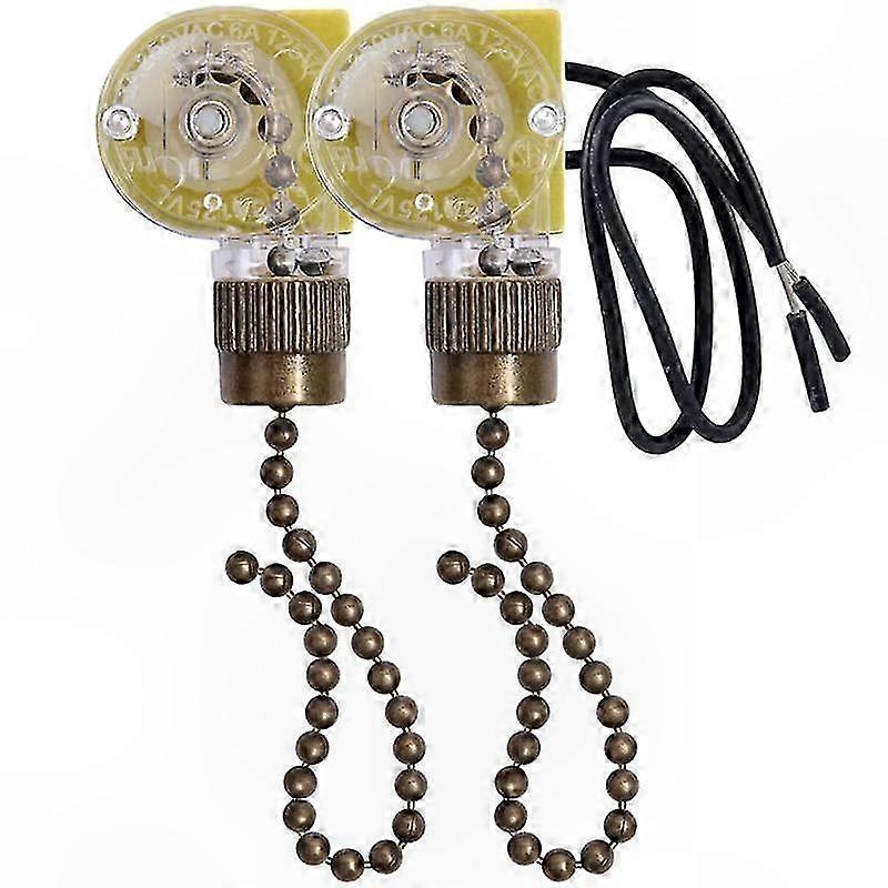 Two-Wire Pull Cord Light Switch for Ceiling Fans and Lamps, 2 Pack
